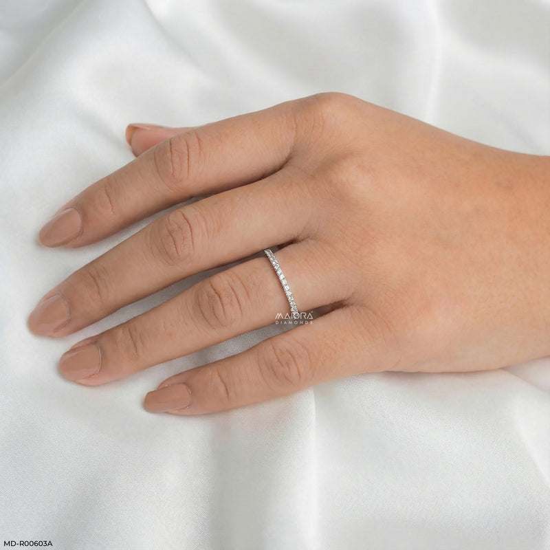 0.15 Carat Demi-Eternity Lab Diamond Band Ring 14K Rose Gold