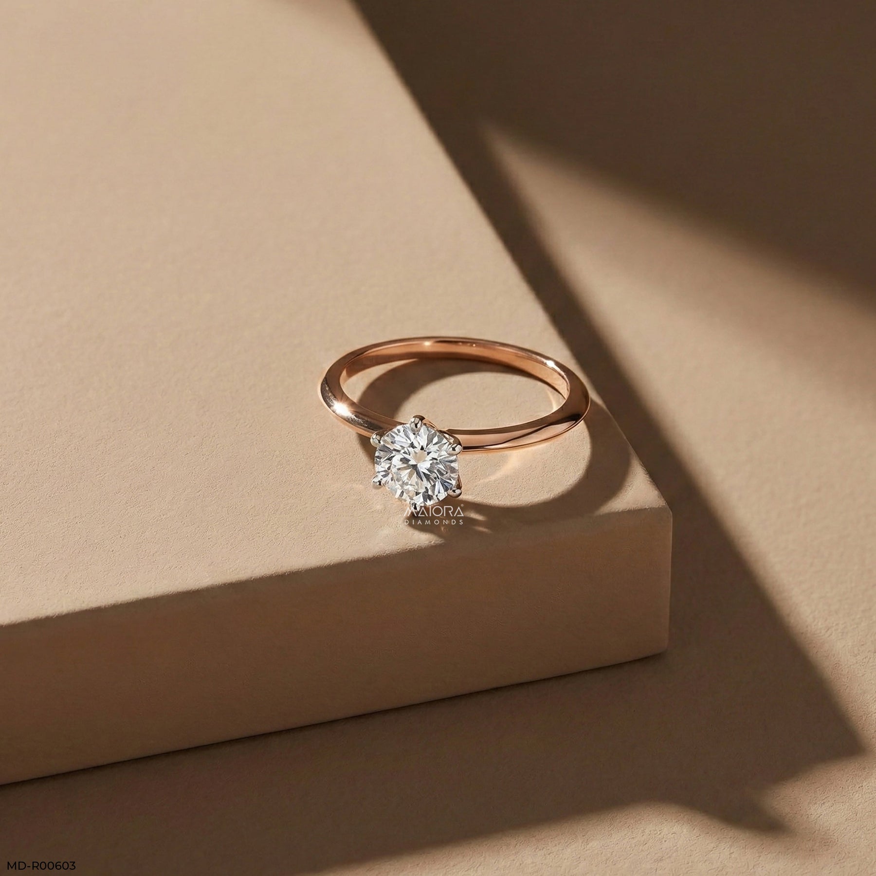 0.5 Carat Six-Prong Round Solitaire Ring 14K Rose Gold