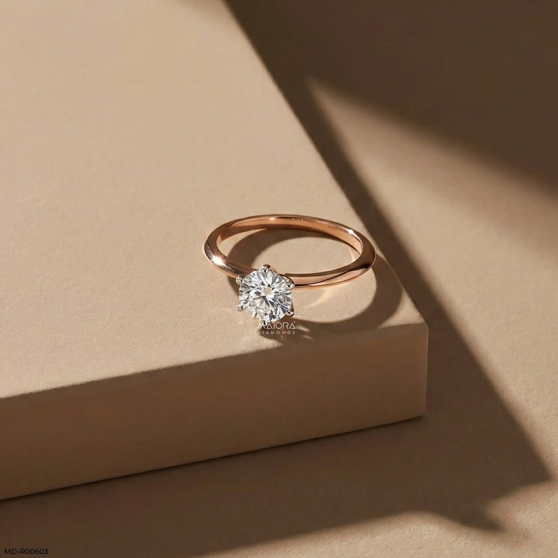 0.5 Carat Six-Prong Round Solitaire Ring 14K Rose Gold