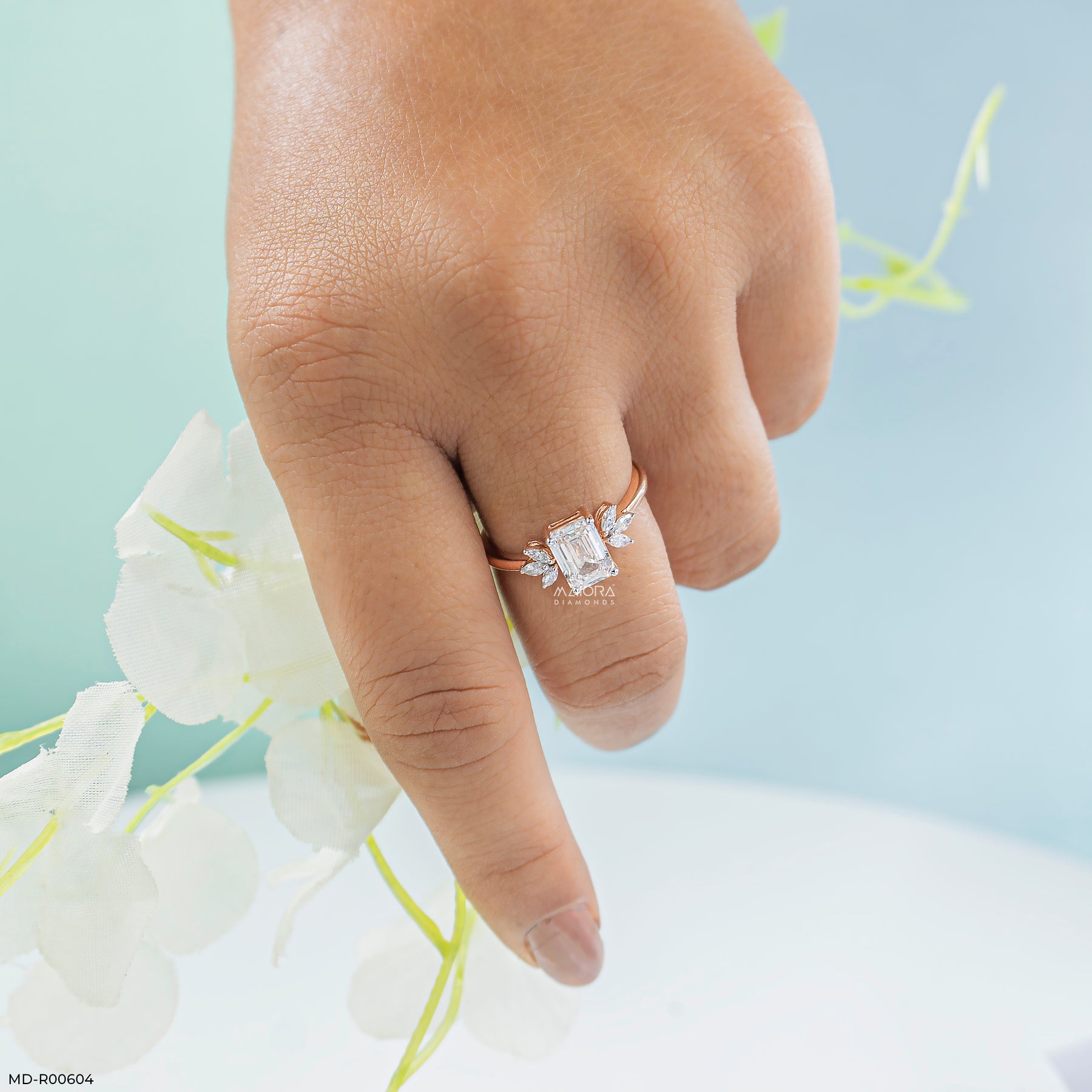 1.45 Carat Petal Solitaire Ring 14K Rose Gold