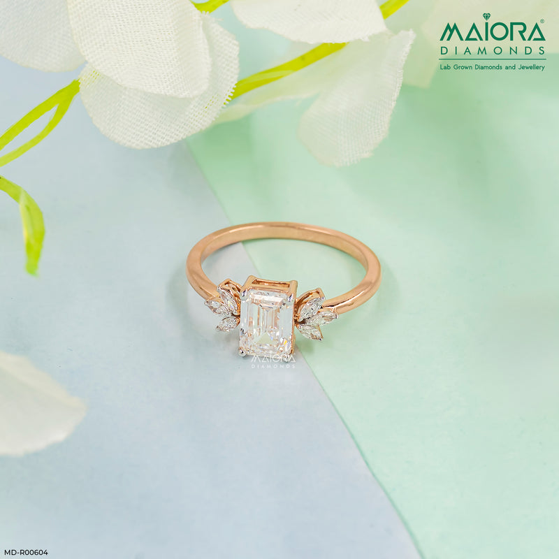 1.45 Carat Petal Solitaire Ring 14K Rose Gold