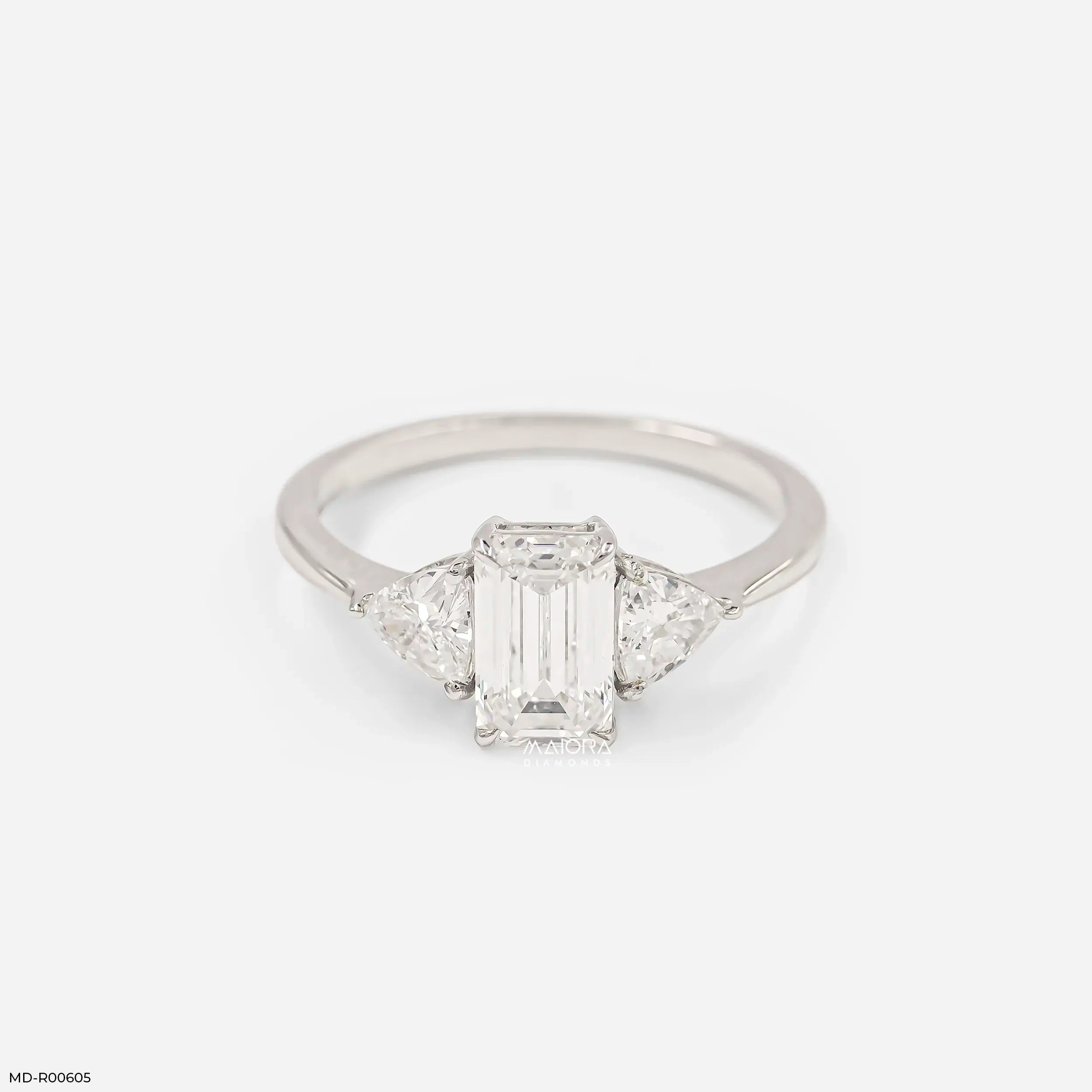 1.75 Carat Emerald Cut Trinity Lab Diamond Ring