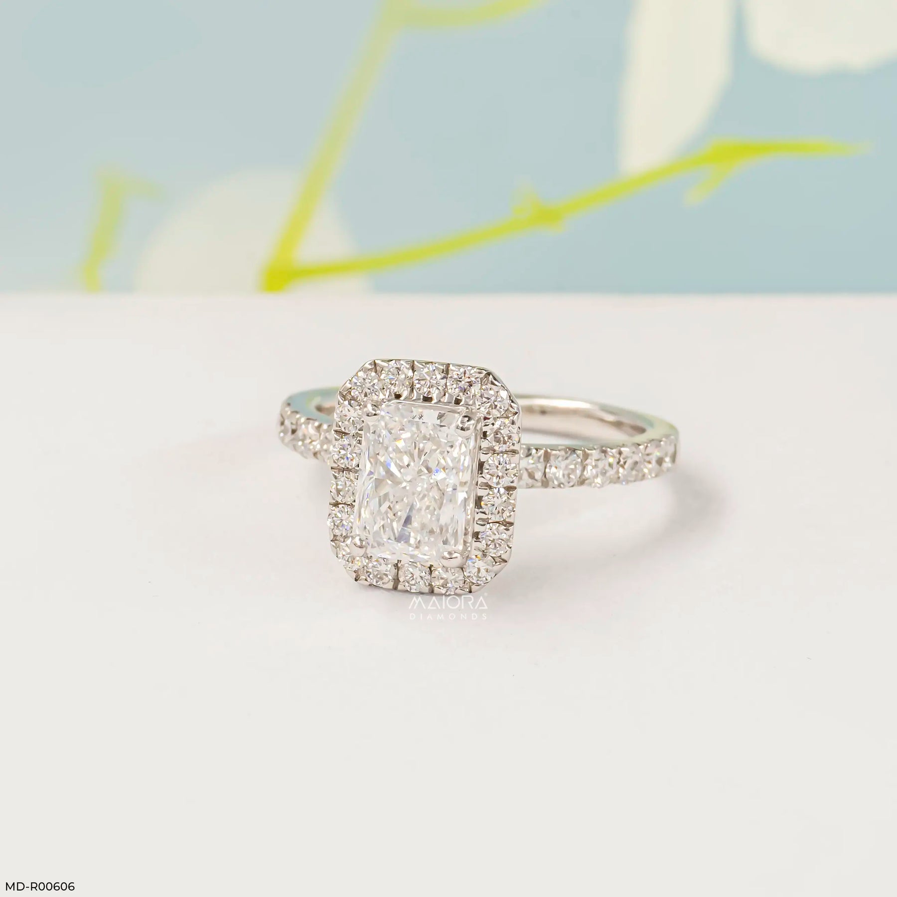 1.45 Carat Elara Emerald-Cut Solitaire Lab Diamond Ring 18K White Gold