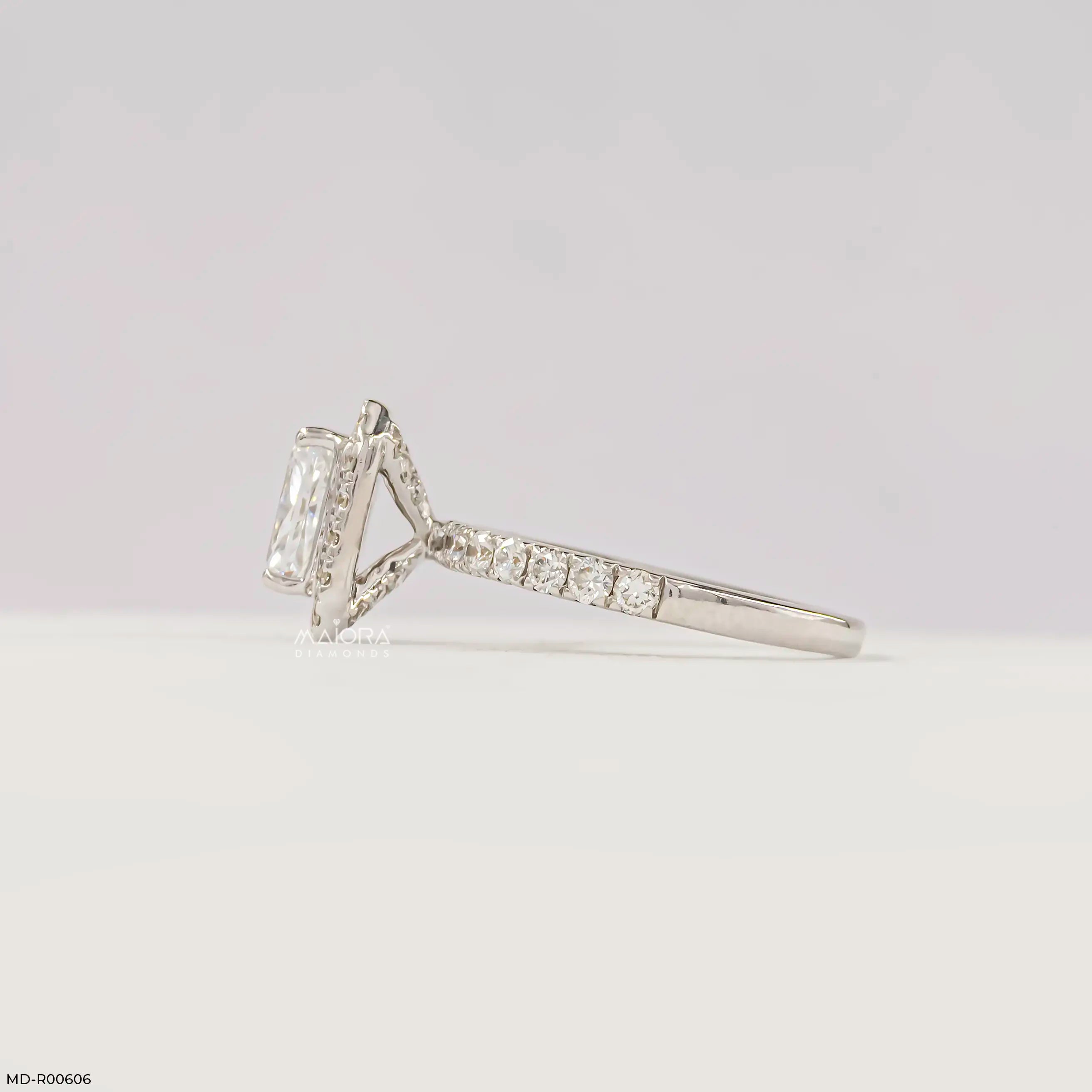 1.45 Carat Elara Emerald-Cut Solitaire Lab Diamond Ring 18K White Gold