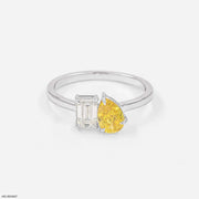 1.35 Carat Toi Et Moi Solitire Lab Diamond Band Ring  14K White Gold