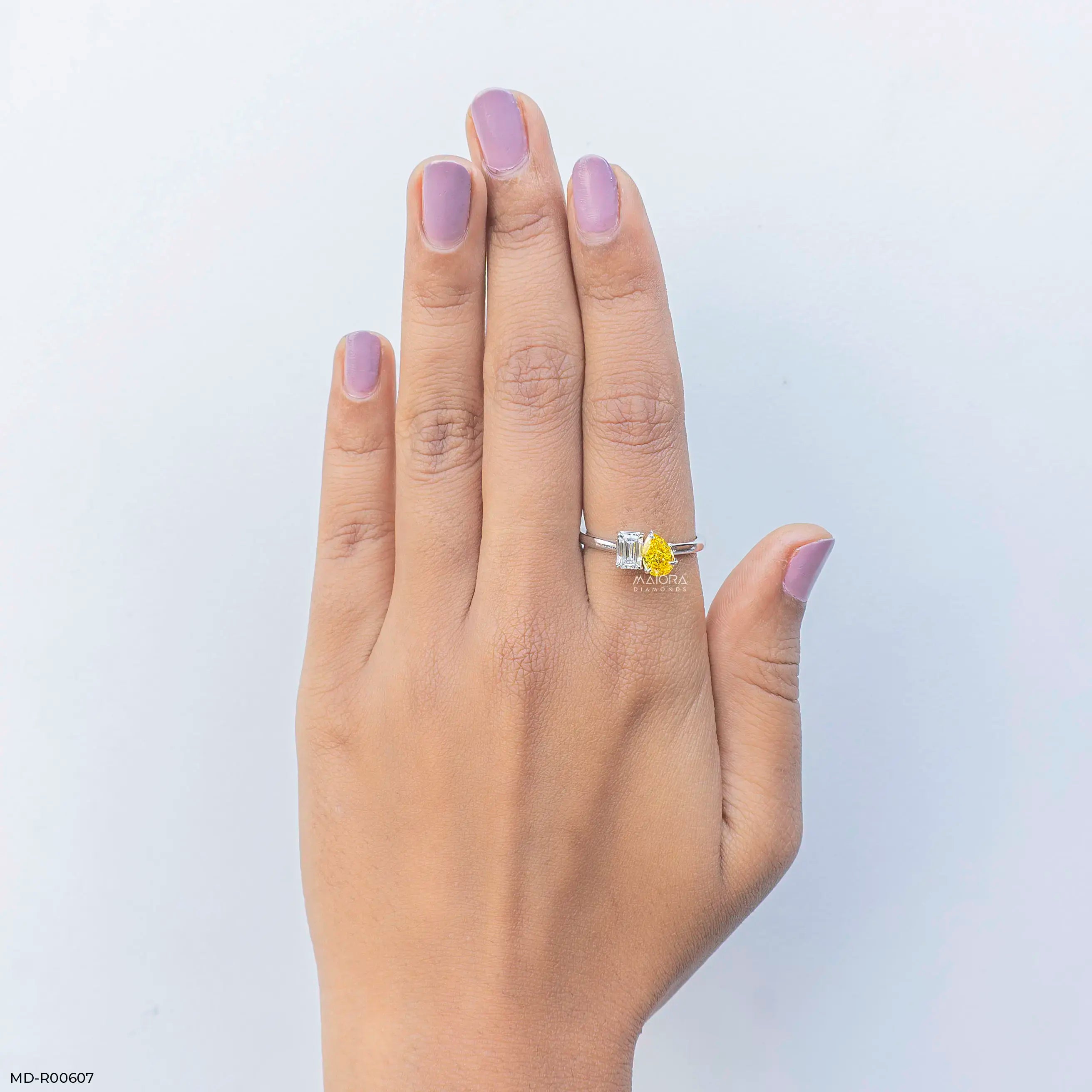 1.35 Carat Toi Et Moi Solitire Lab Diamond Band Ring  14K White Gold