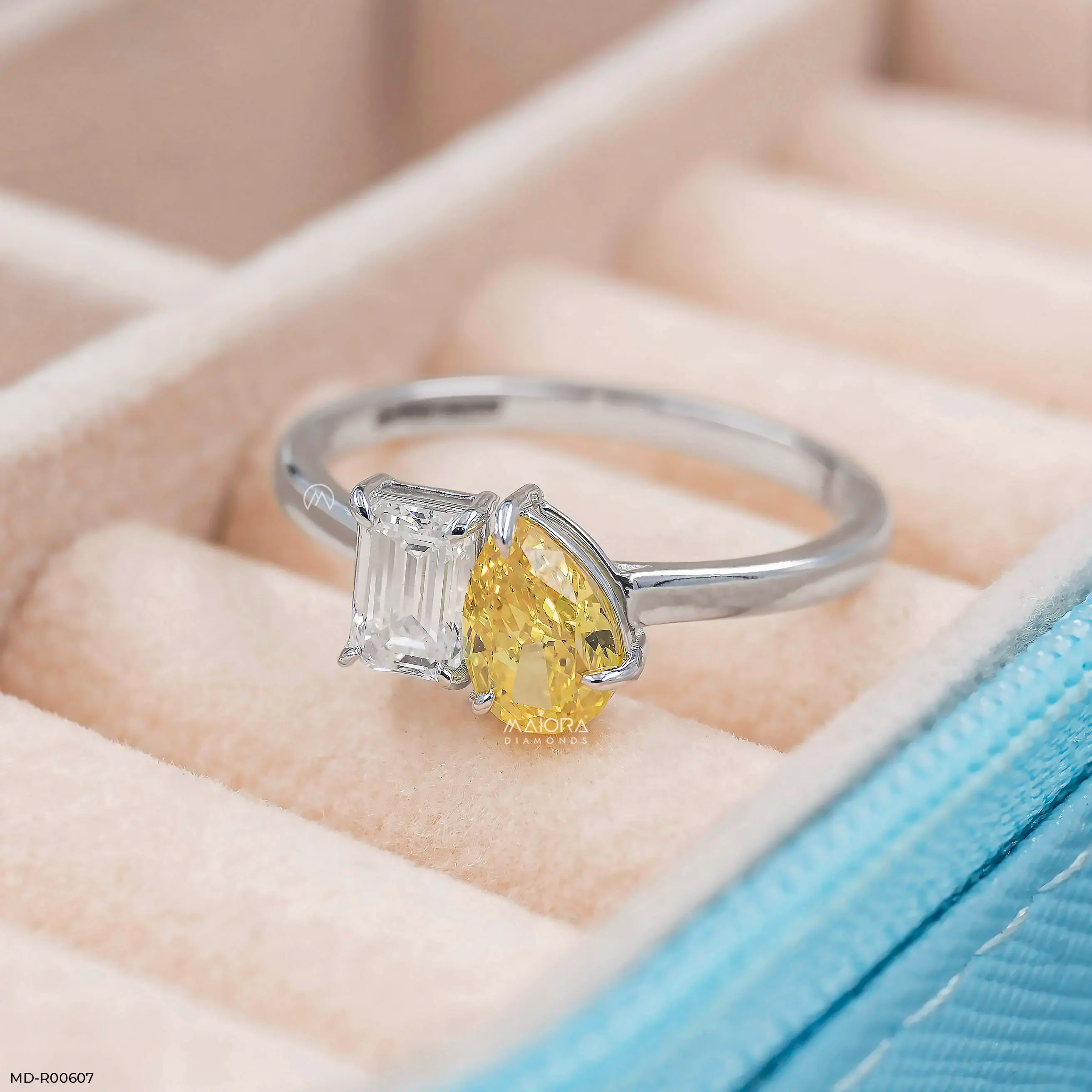 1.35 Carat Toi Et Moi Solitire Lab Diamond Band Ring