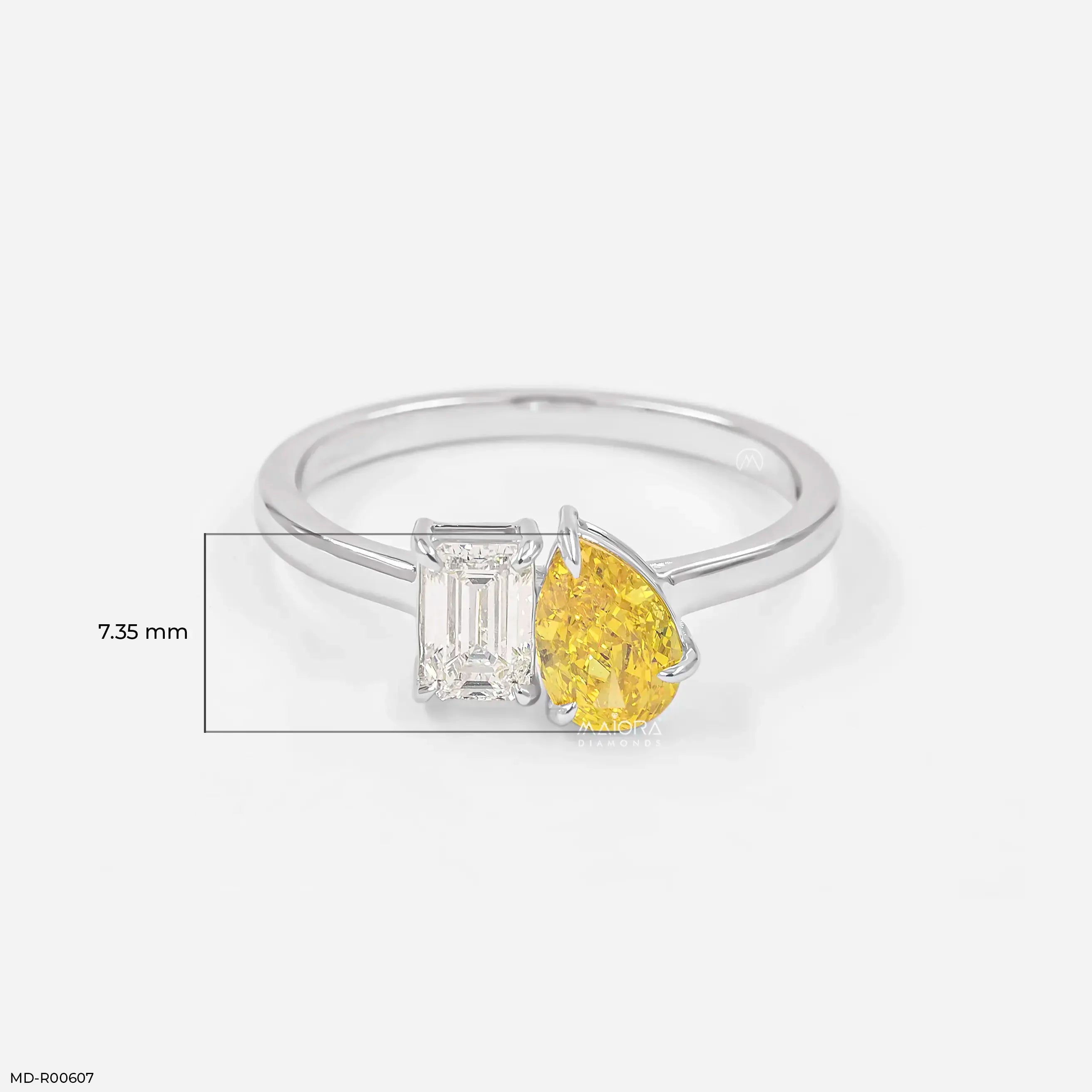1.35 Carat Toi Et Moi Solitire Lab Diamond Band Ring  14K White Gold