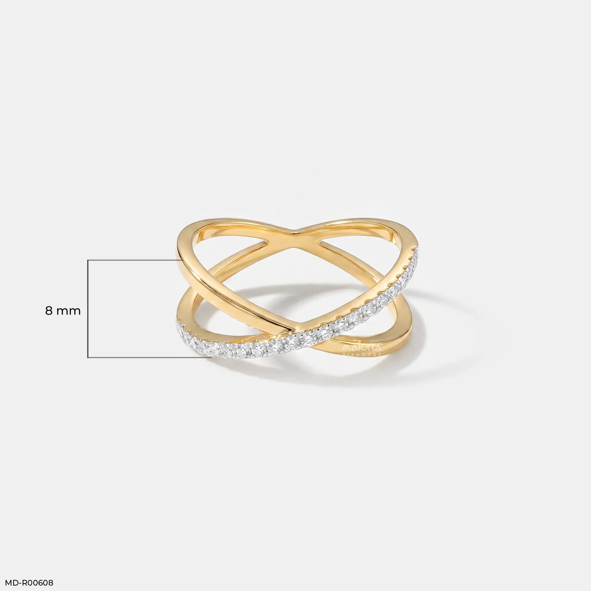 0.18 Carat Eternal X Criss Cross Lab Diamond Band Ring 14K Yellow Gold