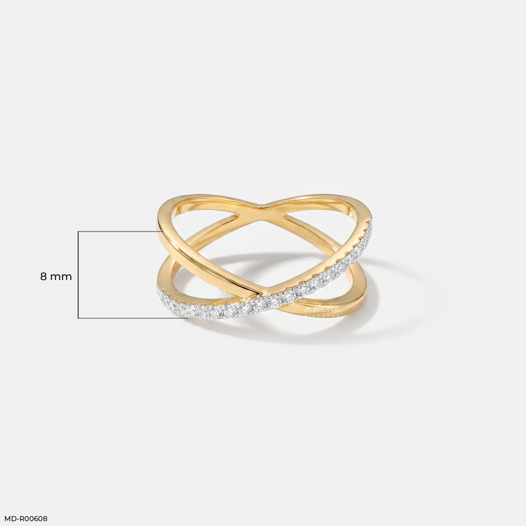 0.18 Carat Eternal X Criss Cross Lab Diamond Band Ring 14K Yellow Gold