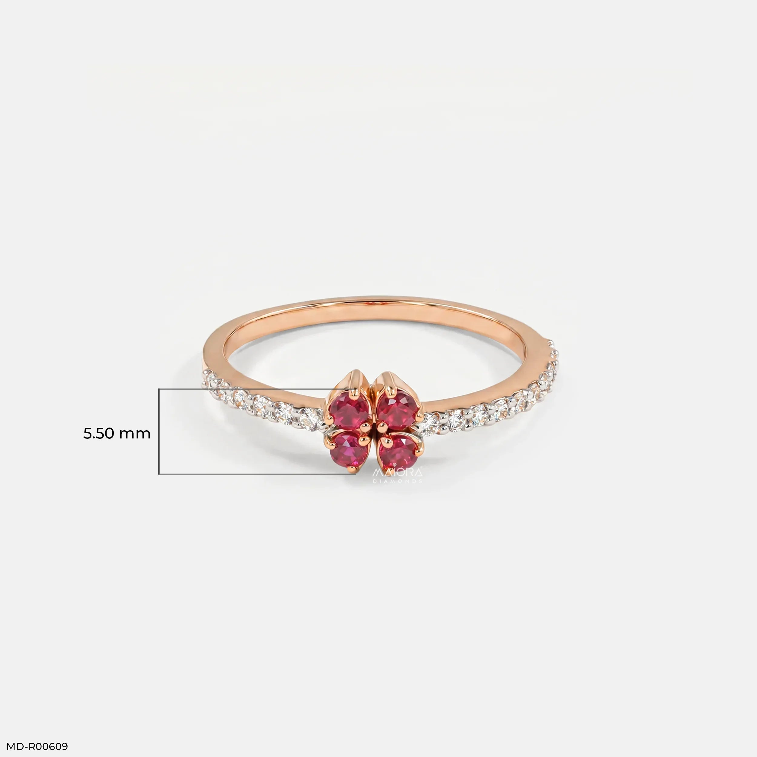 0.13 Carat Ruby Petal Lab Grown Diamond Ring