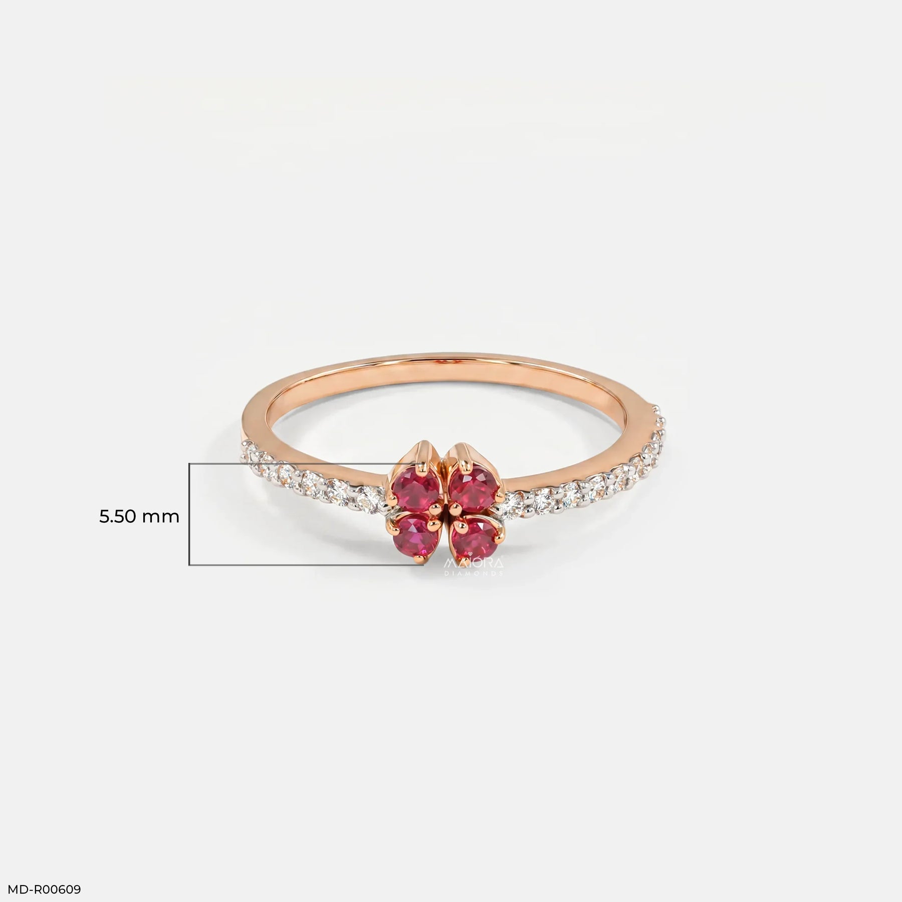 0.13 Carat Rose Petal Lab Grown Diamond Band Ring in 14K Rose Gold