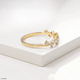 0.20 Carat Shiny Wave Round Diamond Ring 14K Yellow Gold
