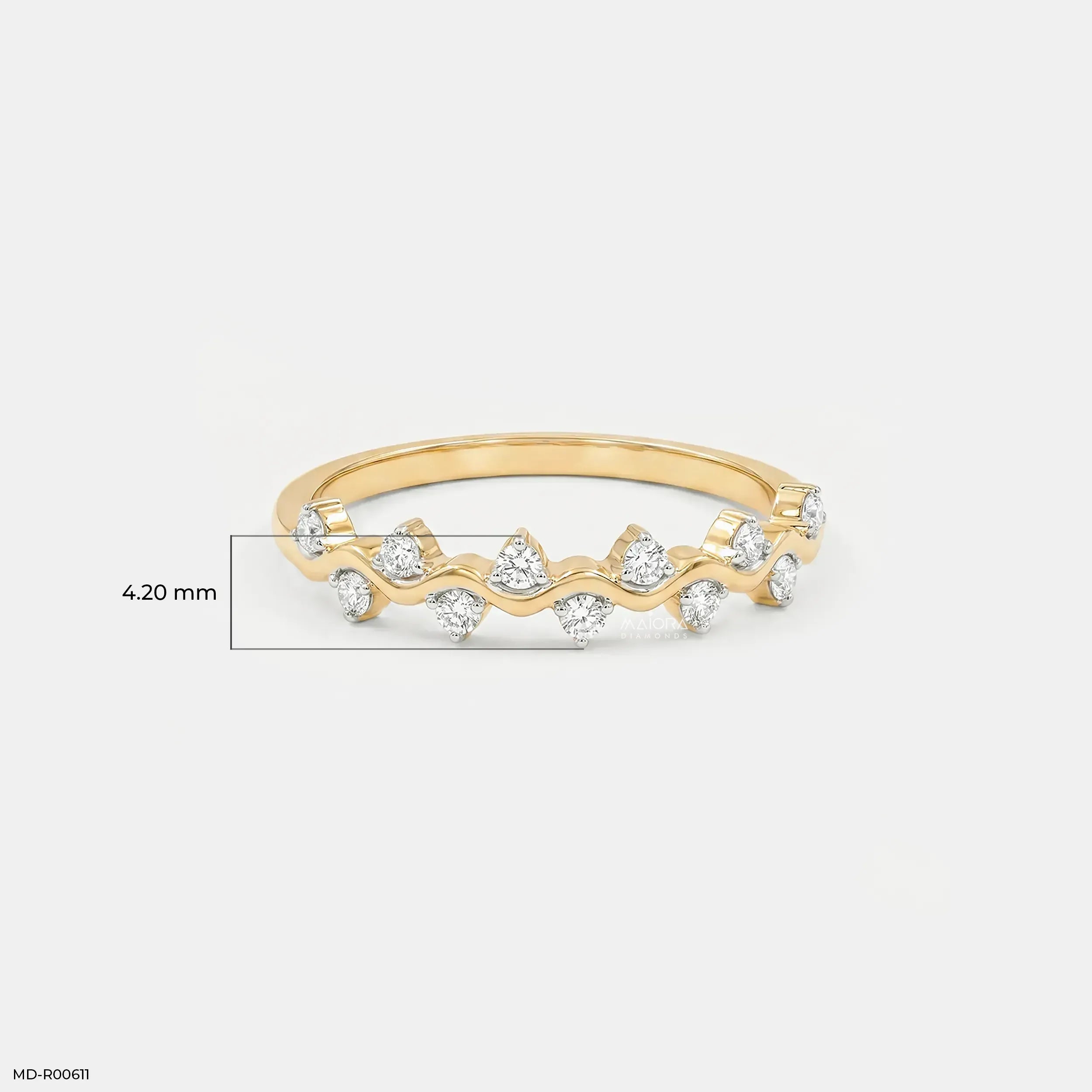 0.20 Carat Shiny Wave Round Diamond Ring
