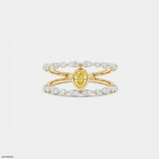 0.60 Carat Nova liner Oval Yellow Color Diamond Ring