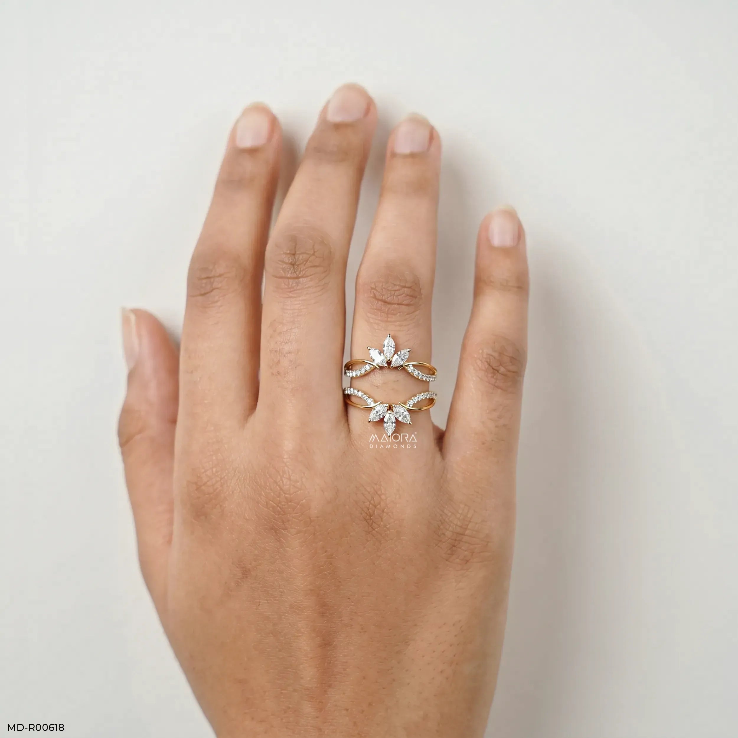 1 Carat Floral Spark Round Solitaire Diamond Ring 14K Yellow Gold