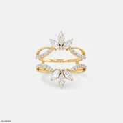 1 Carat Floral Spark Round Solitaire Diamond Ring 14K Yellow Gold