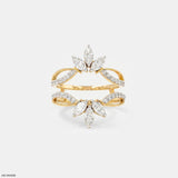 1 Carat Floral Spark Round Solitaire Diamond Ring 14K Yellow Gold