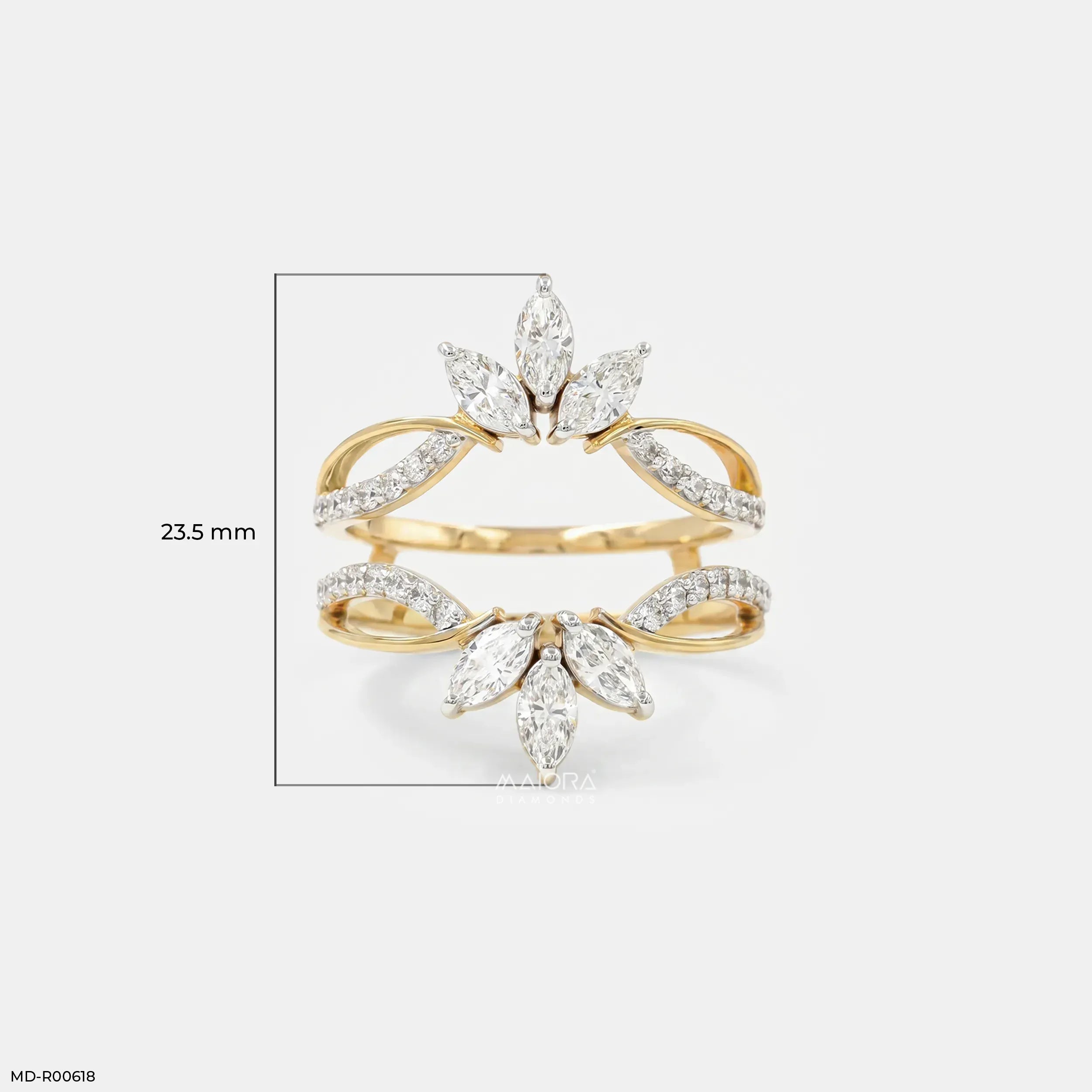 1 Carat Floral Spark Round Solitaire Diamond Ring 14K Yellow Gold