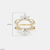 1 Carat Floral Spark Round Solitaire Diamond Ring 14K Yellow Gold
