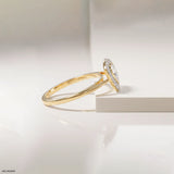 0.75 Carat Sparkling Trilion Halo Solitaire Diamond Ring 14K Yellow Gold