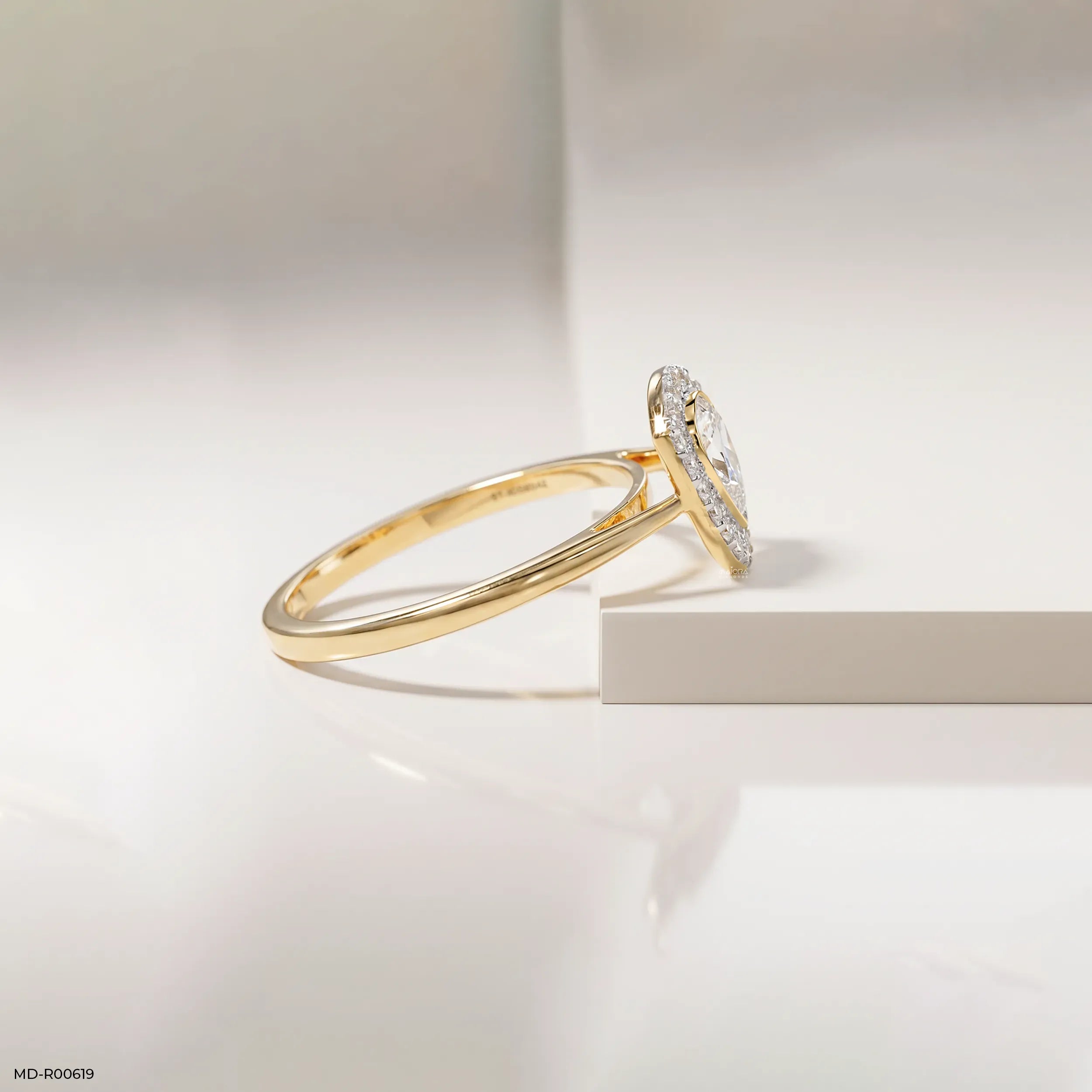 0.75 Carat Sparkling Trilion Halo Solitaire Diamond Ring