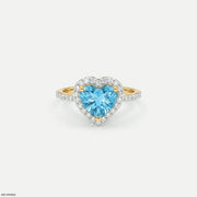 Oceanic Heart Blue Color Diamond Ring