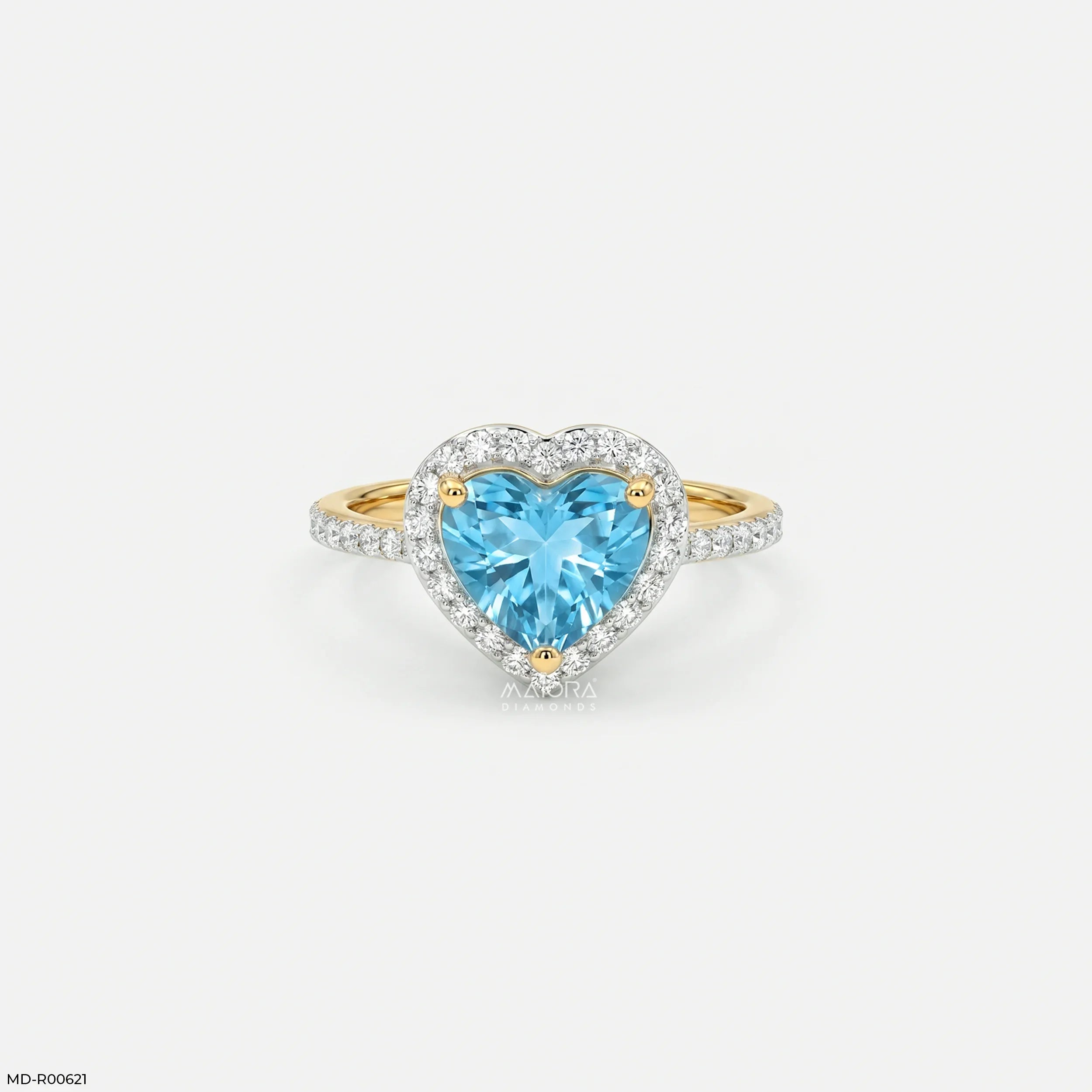 Oceanic Heart Blue Color Diamond Ring