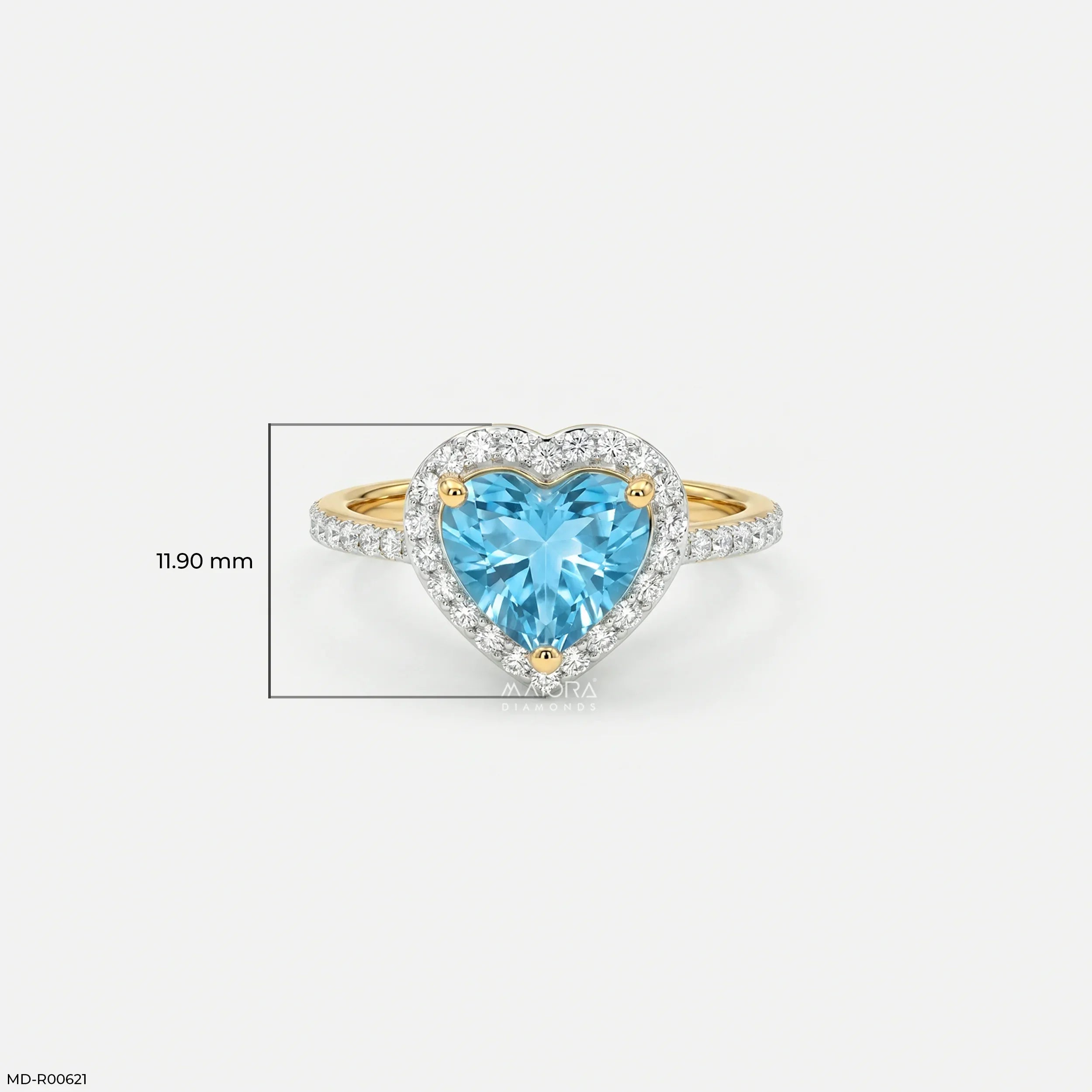 Oceanic Heart Blue Color Diamond Ring