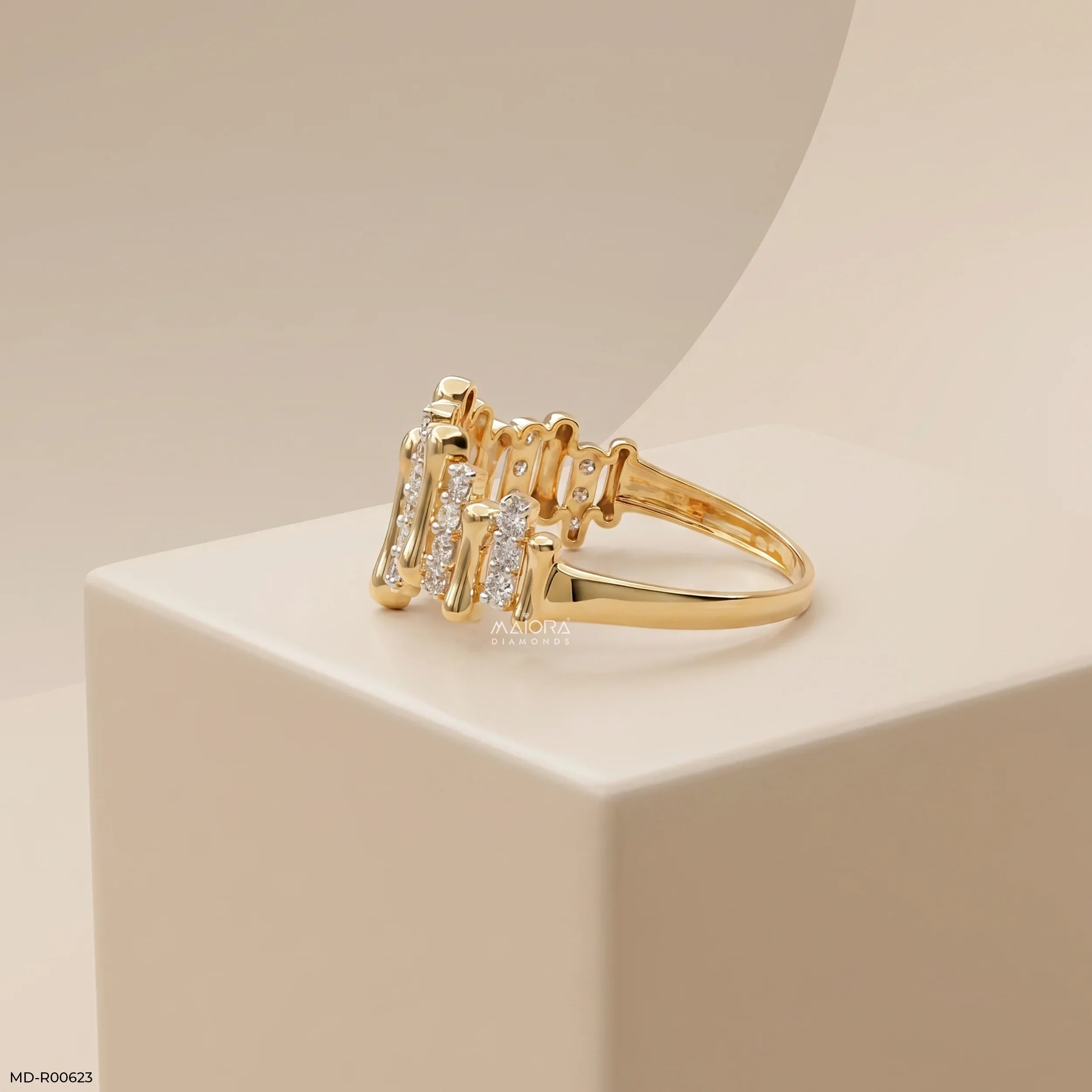 Harmonic Dome Pillars Diamond Ring