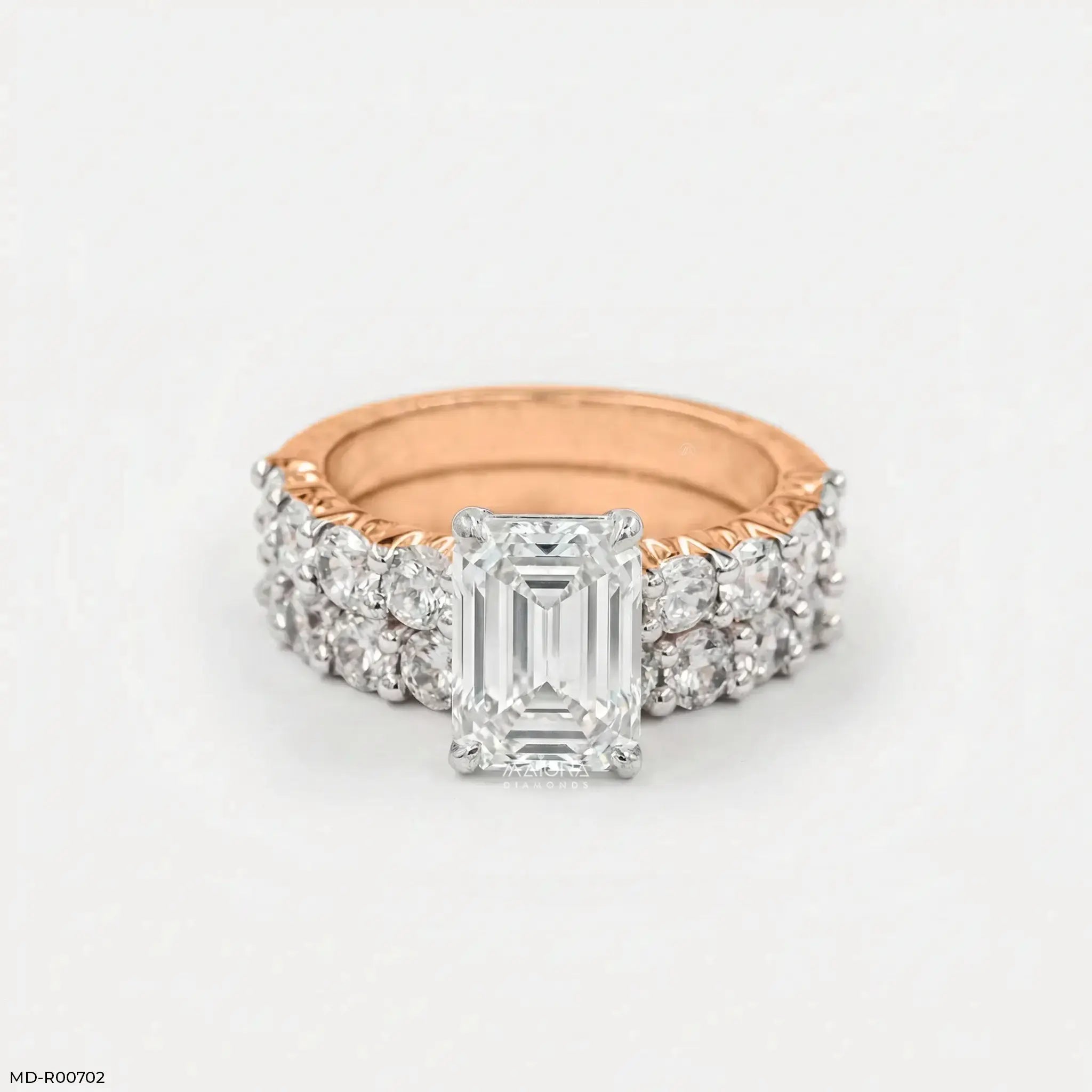Aarya Solitaire Emerald Diamond Ring 18K Rose Gold