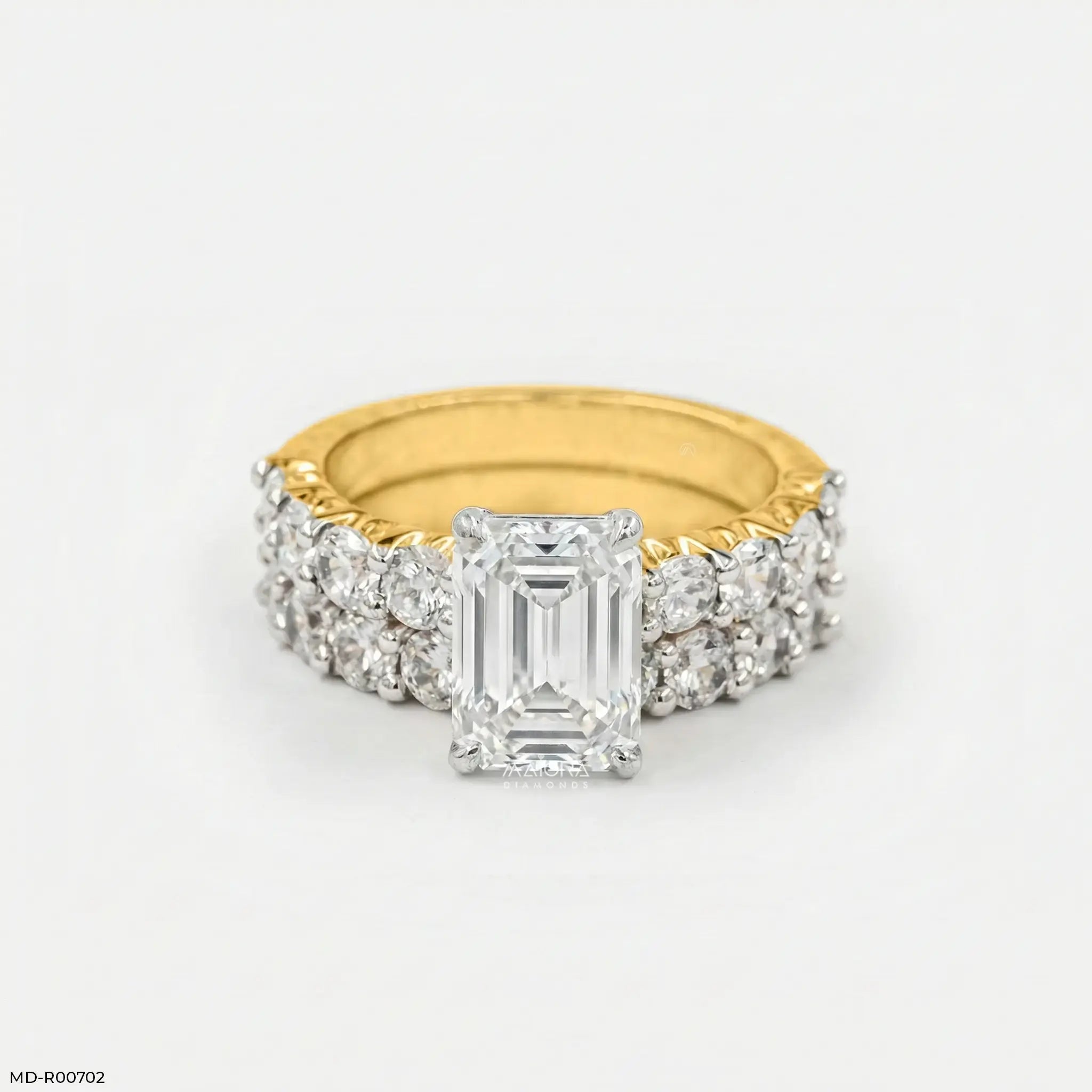Aarya Solitaire Emerald Diamond Ring 9K Yellow Gold
