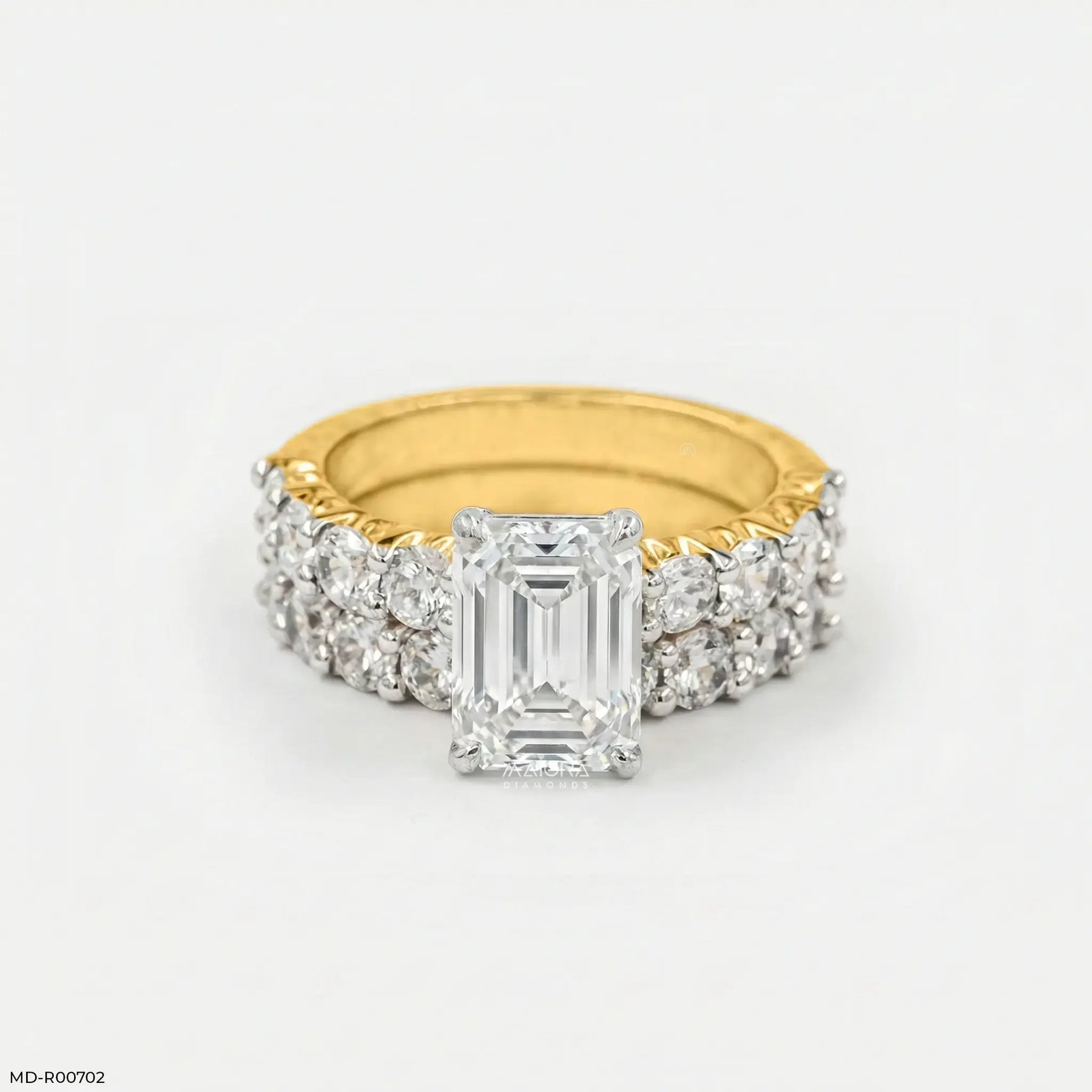 Aarya Solitaire Emerald Diamond Ring 18K Yellow Gold