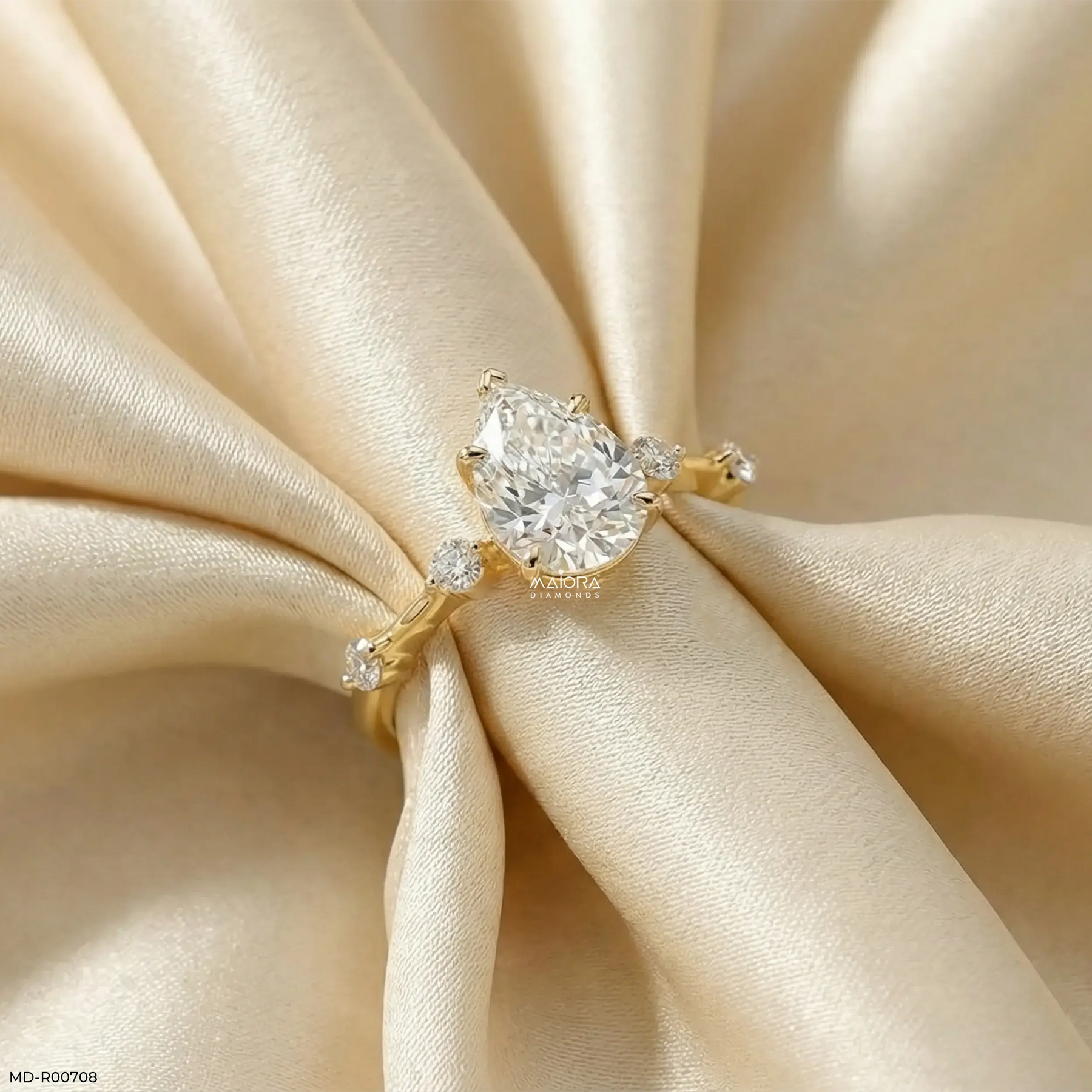 Avyra Pear Solitaire Diamond Ring Platinum 950