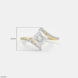 Sqaure Bypass Solitaire Diamond Ring Platinum 950