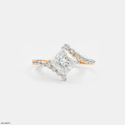 Sqaure Bypass Solitaire Diamond Ring 14K Rose Gold