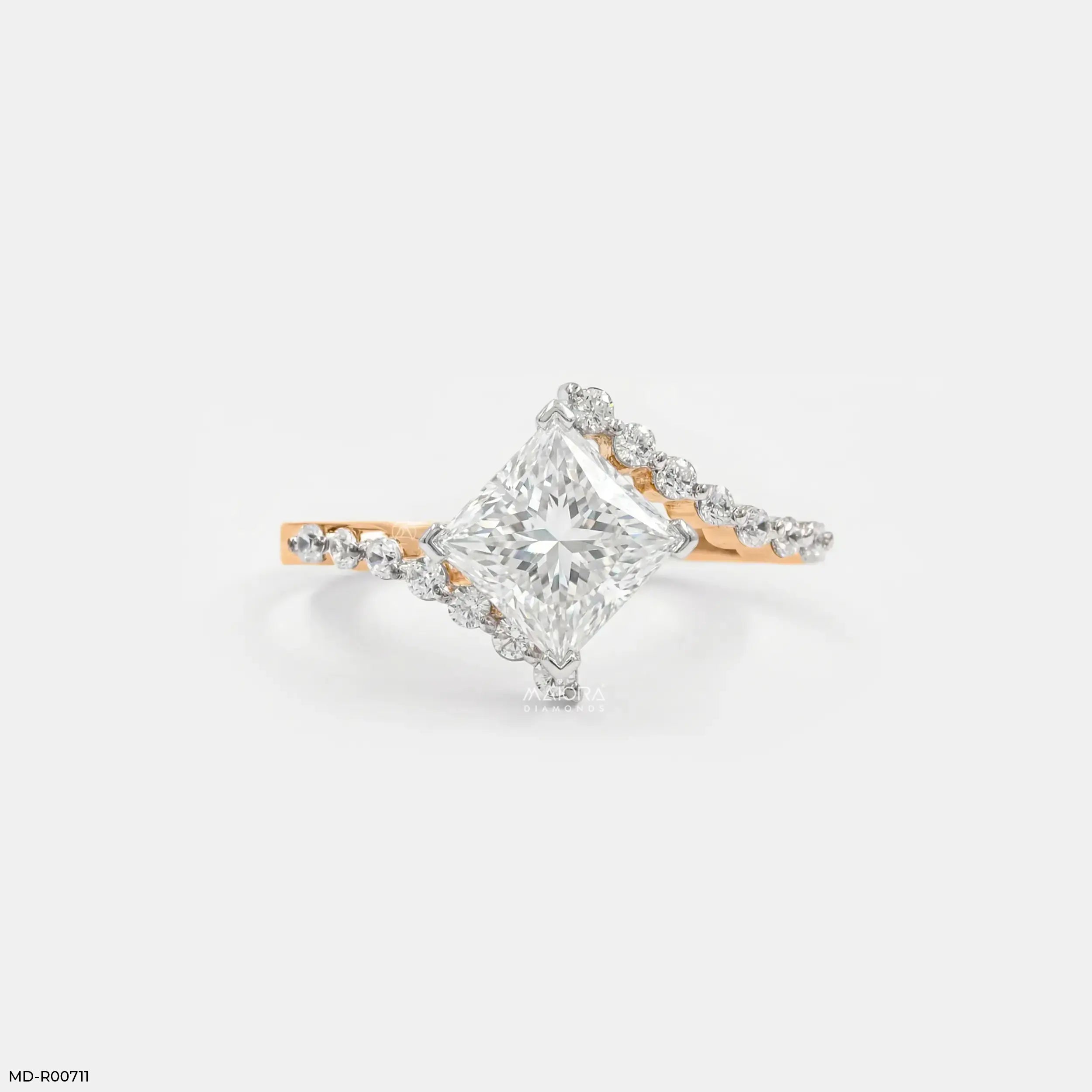 Sqaure Bypass Solitaire Diamond Ring