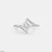 Sqaure Bypass Solitaire Diamond Ring Platinum 950