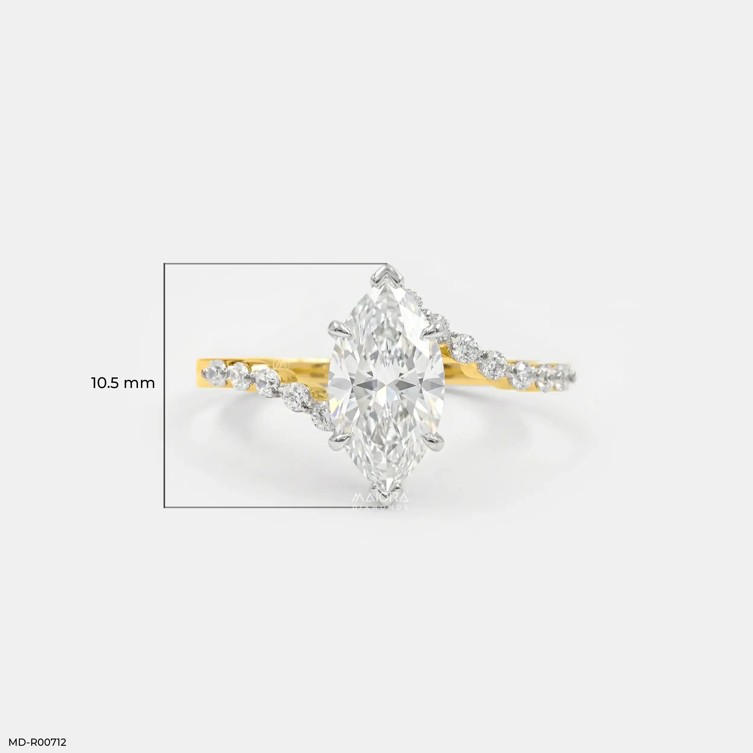 Glamorous Eye Solitaire Diamond Ring 9K Yellow Gold