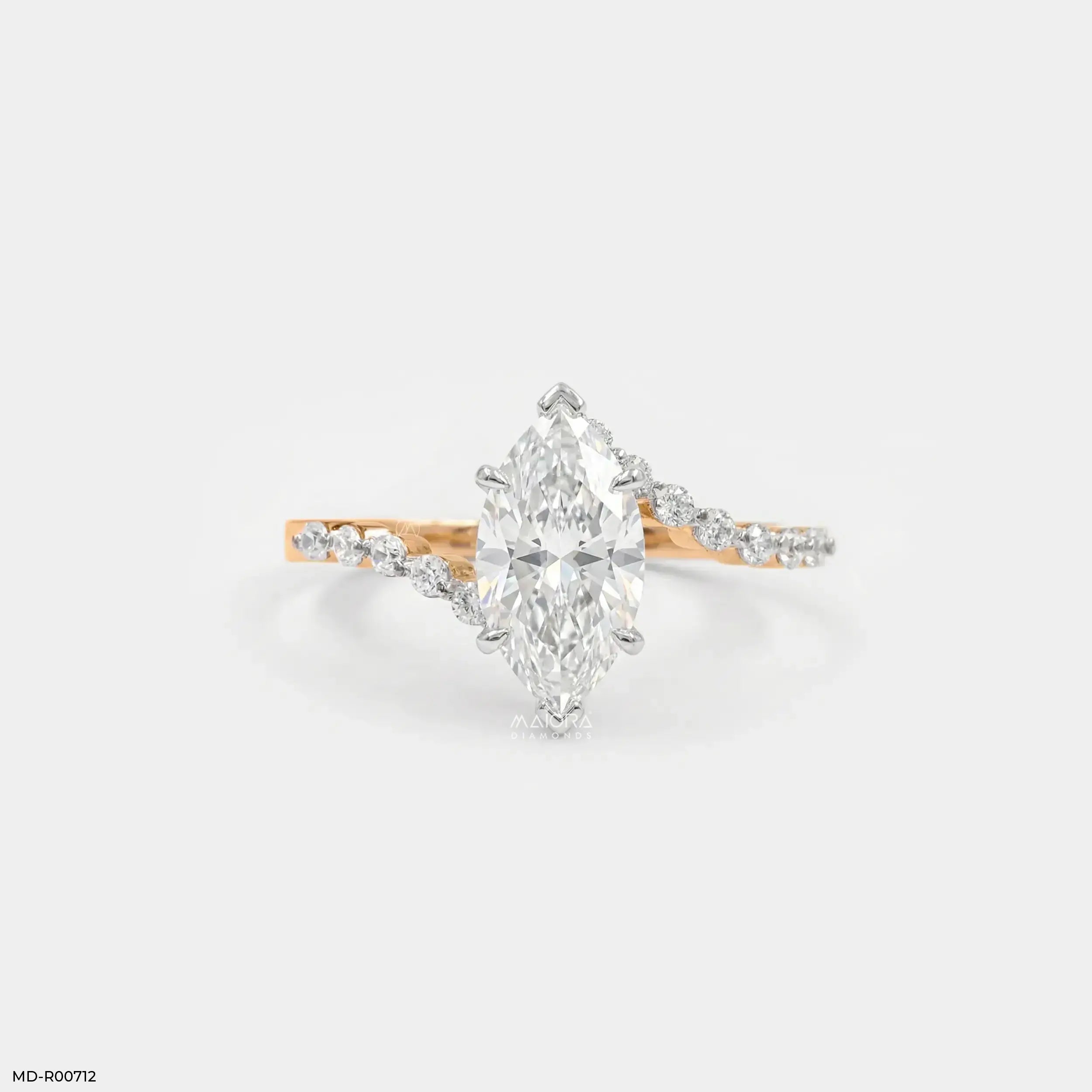 Glamorous Eye Solitaire Diamond Ring 9K Yellow Gold