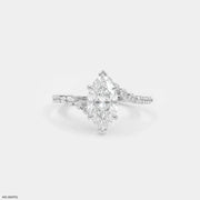 Glamorous Eye Solitaire Diamond Ring 9K White Gold