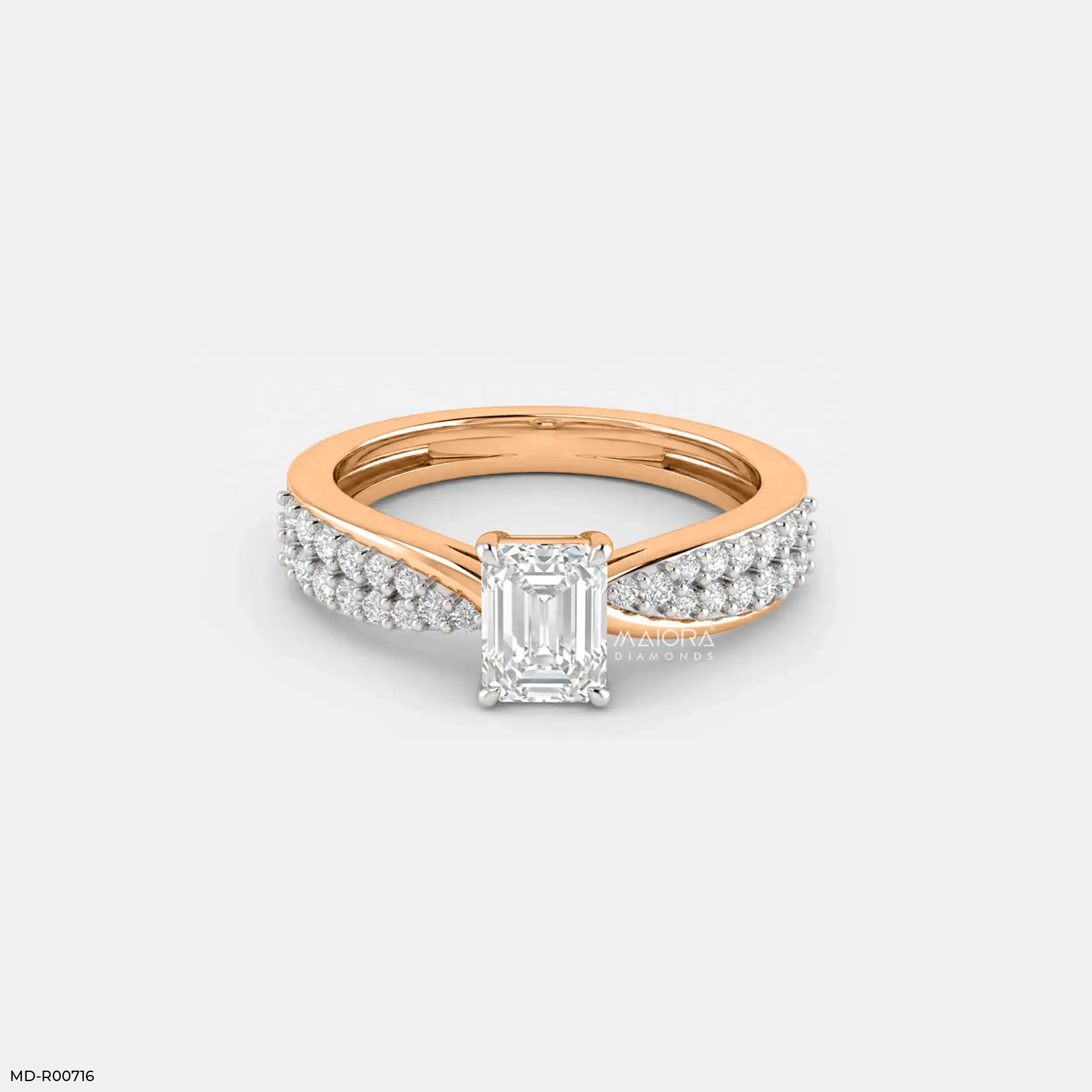Exquisite Emerald Solitaire Diamond Ring Platinum 950