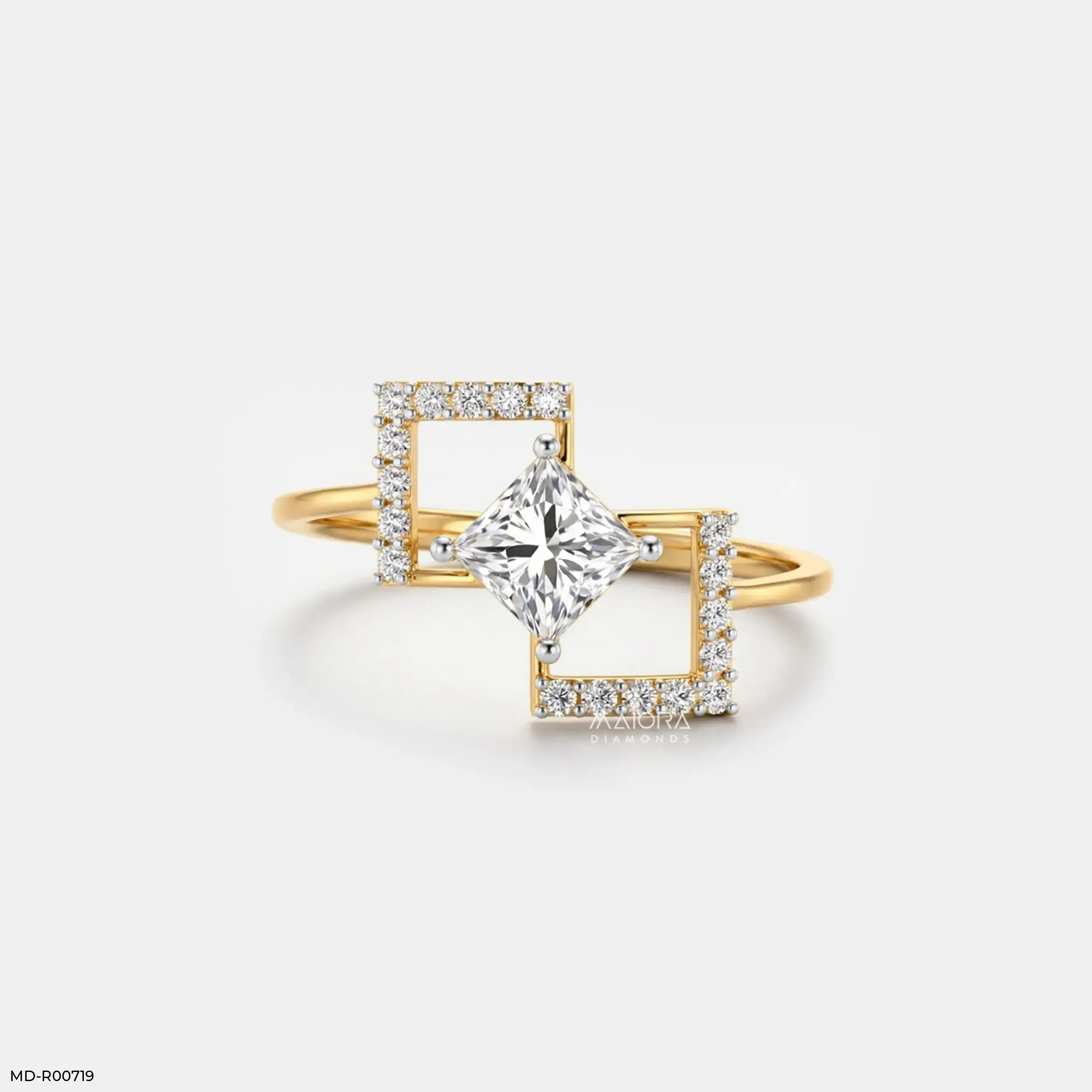 Kylo Frame Solitaire Diamond Ring 9K Yellow Gold