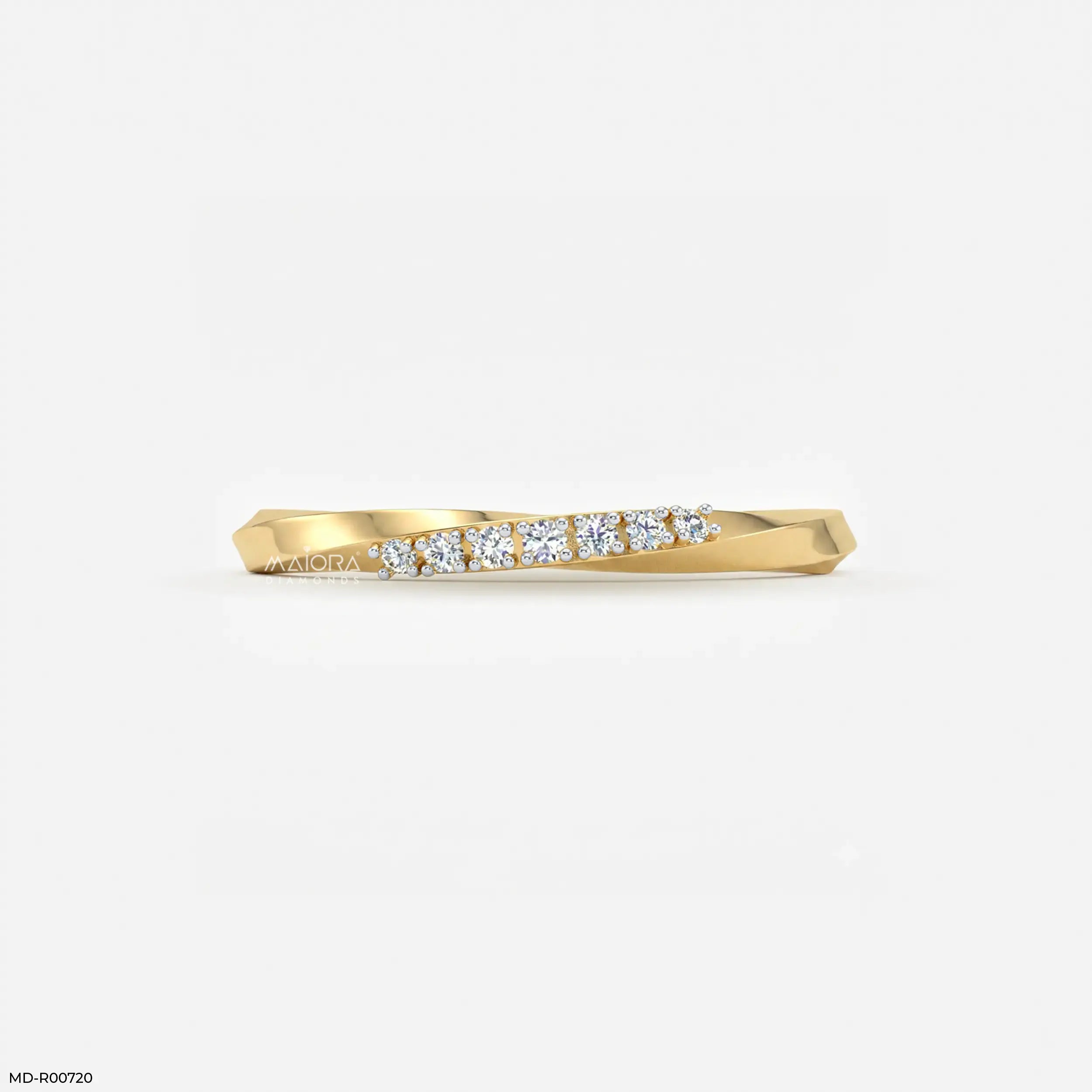 Twisted Helix Diamond Ring 9K Yellow Gold