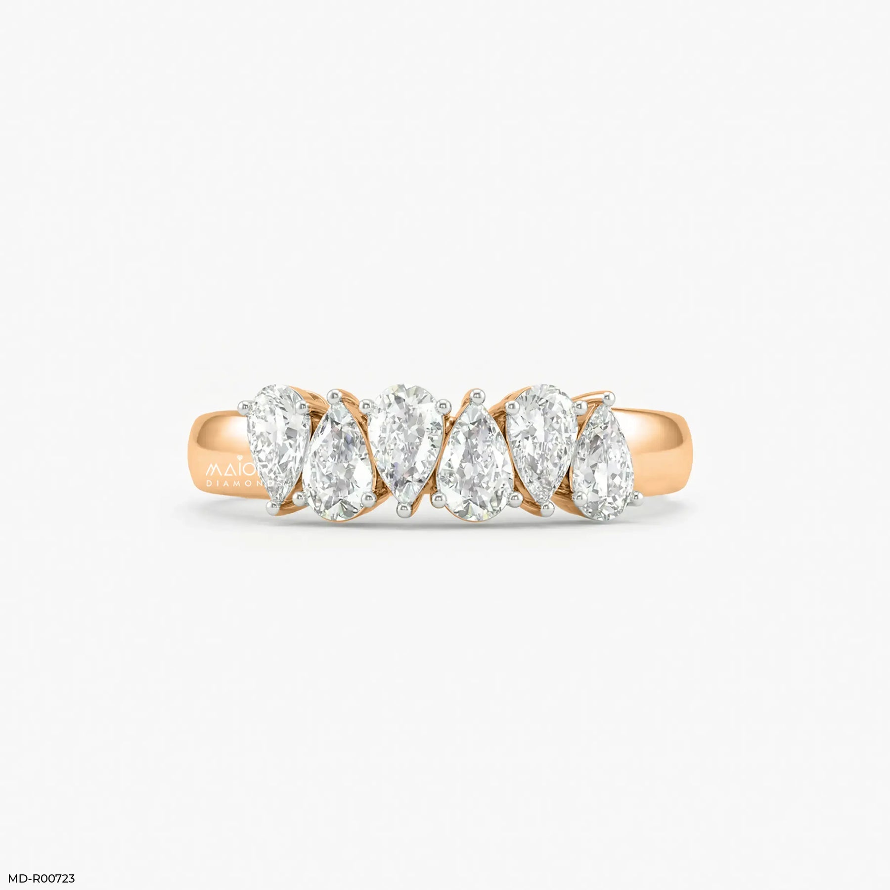 Harmonic Pear Flash Diamond Ring 9K White Gold