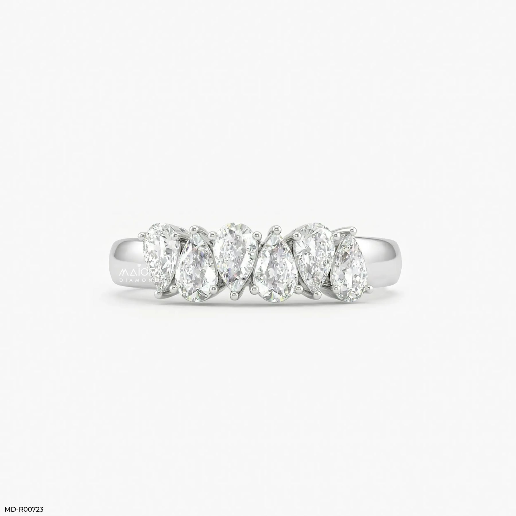 Harmonic Pear Flash Diamond Ring 9K White Gold