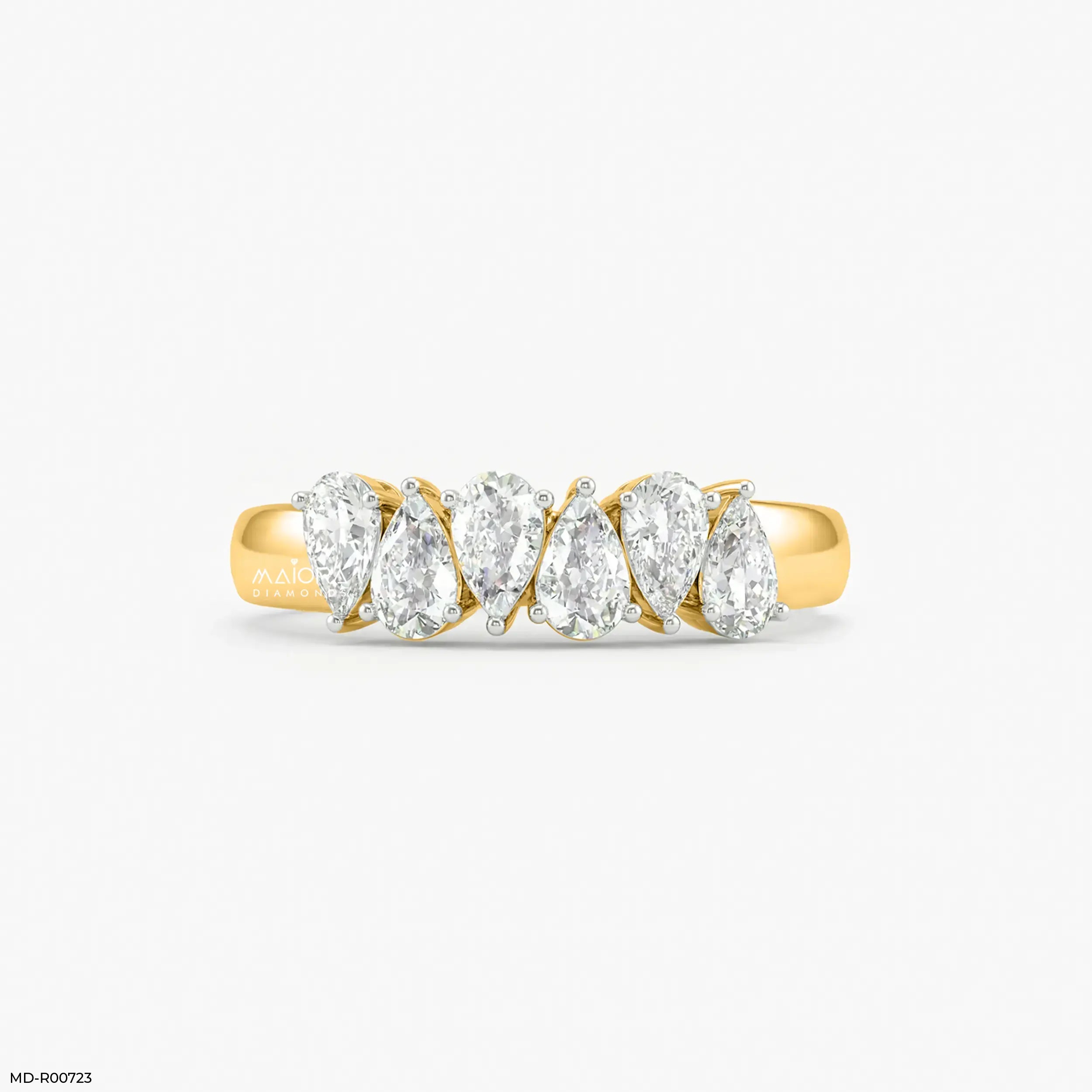 Harmonic Pear Flash Diamond Ring 18K White Gold