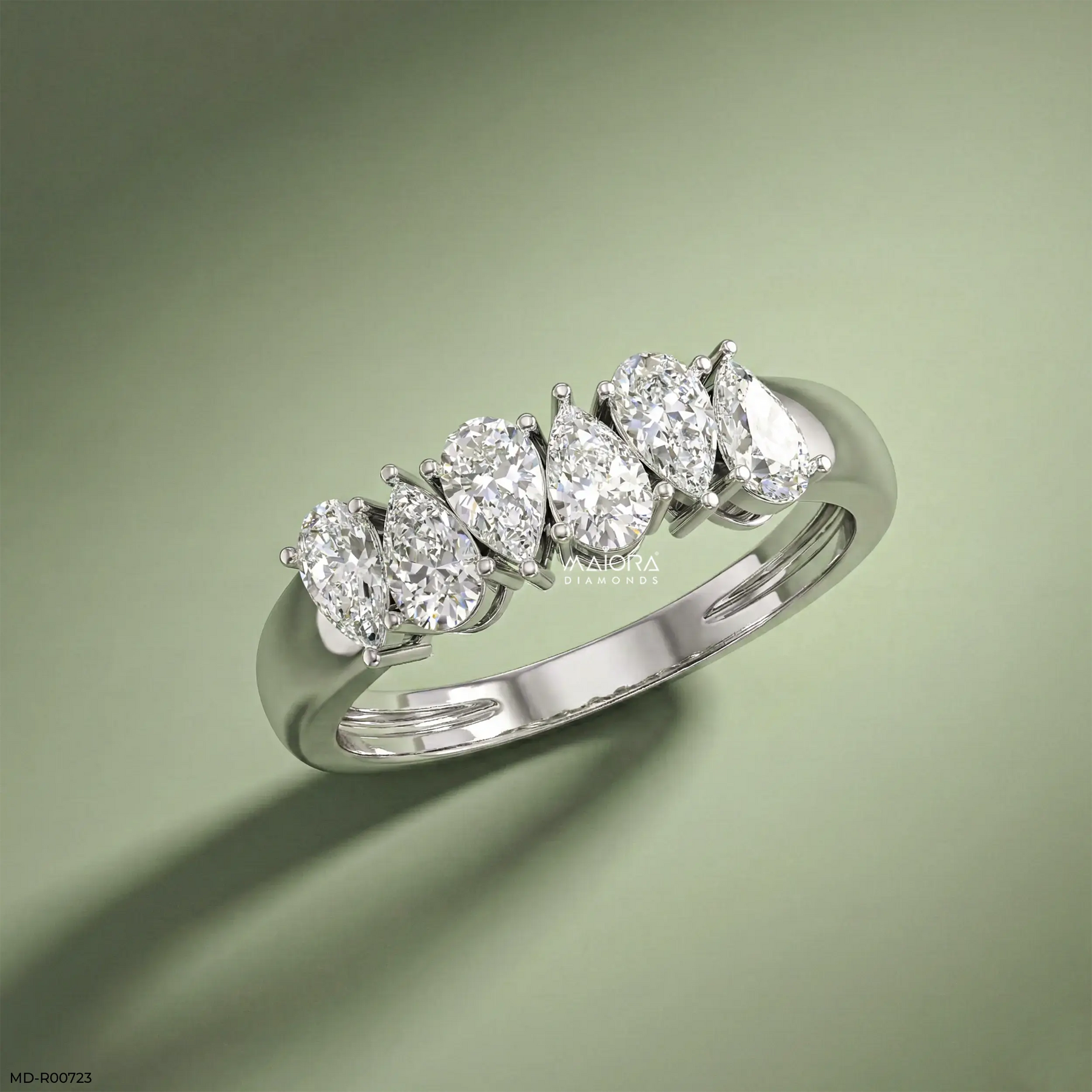 Harmonic Pear Flash Diamond Ring 9K White Gold