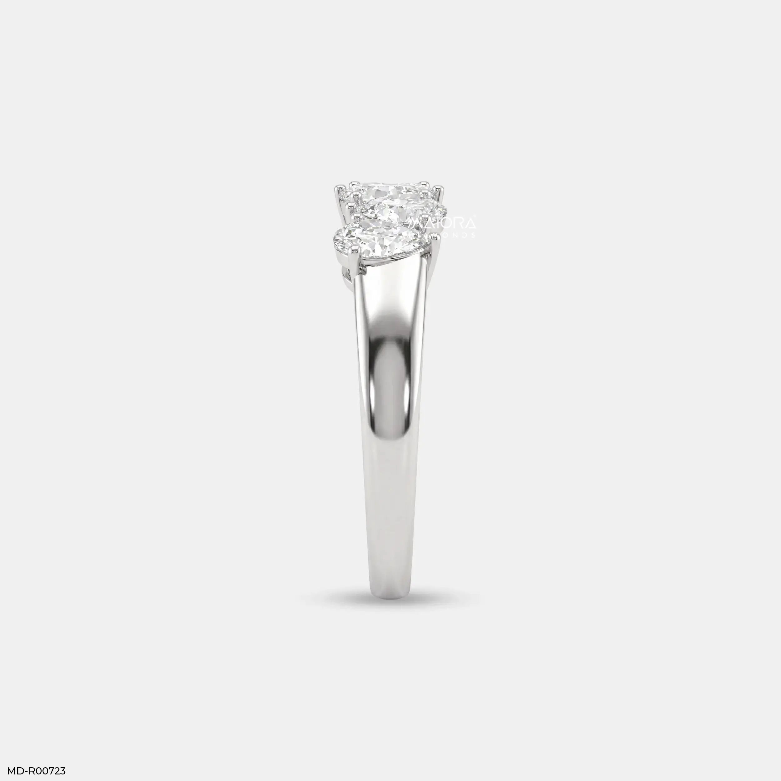 Harmonic Pear Flash Diamond Ring 18K White Gold