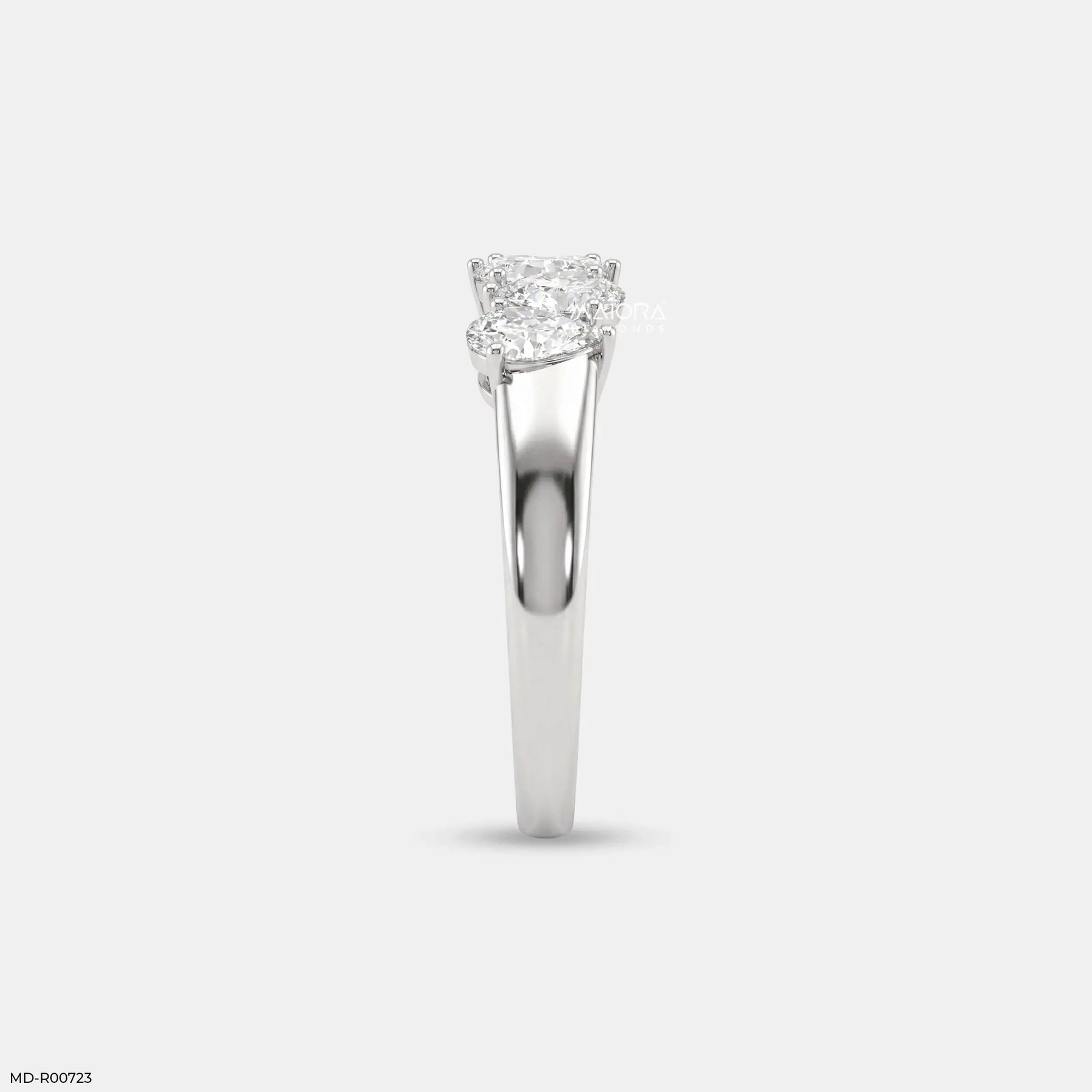 Harmonic Pear Flash Diamond Ring 9K White Gold